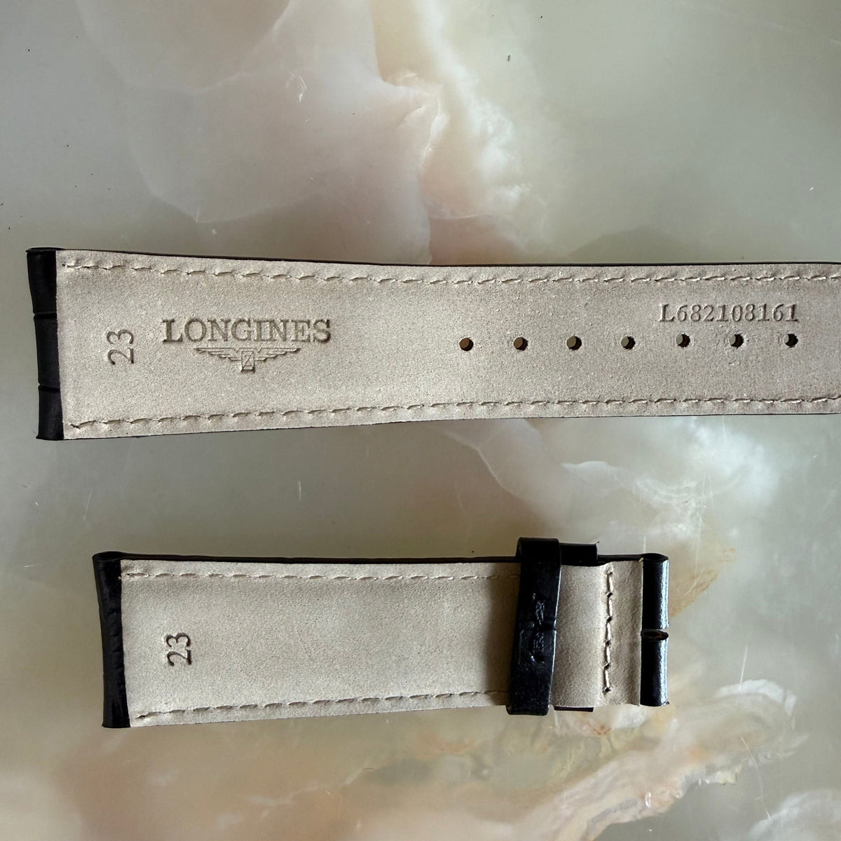 Authentic Longines Black Alligator Padded Watch Band Strap 23mm L682108161