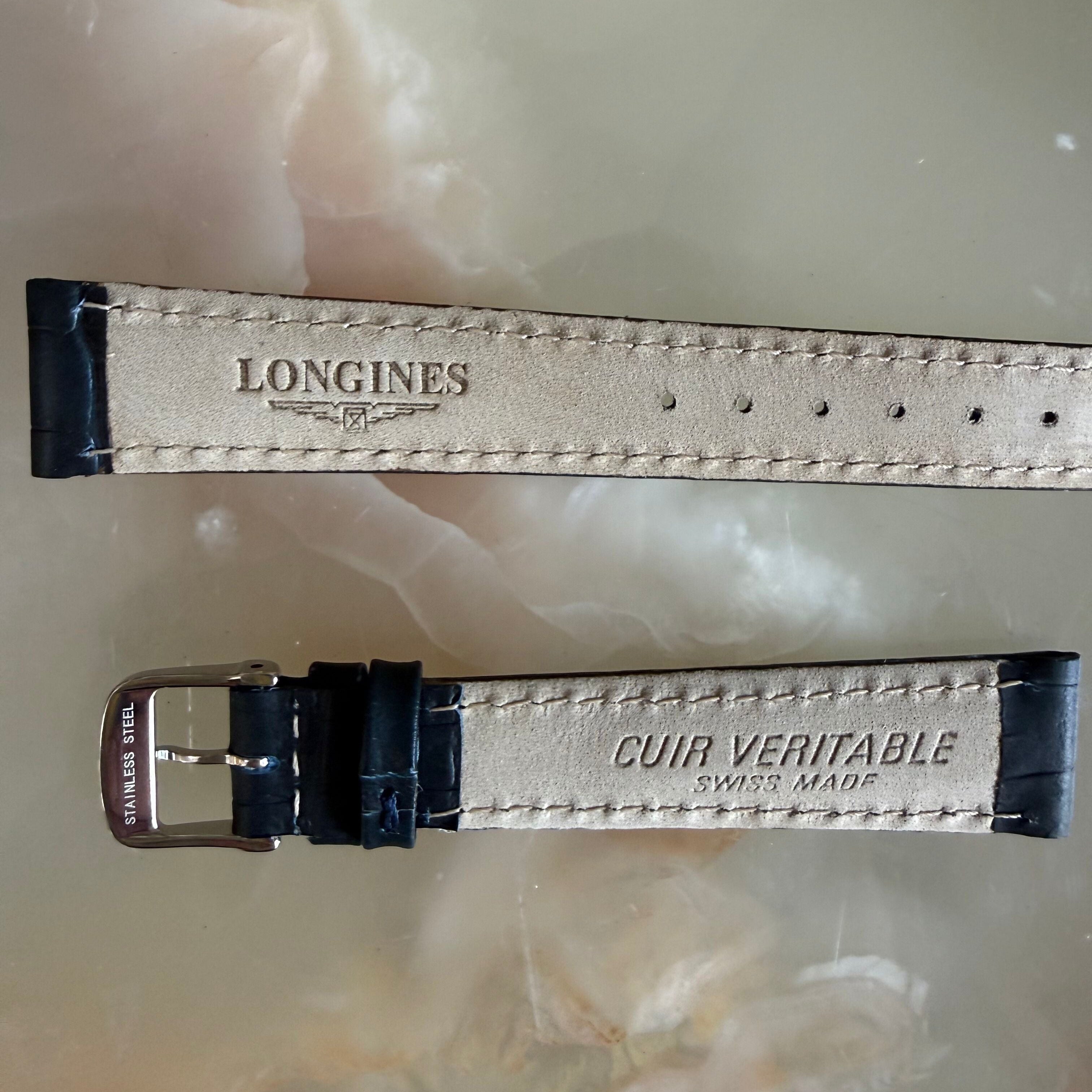 Authentic Longines Navy Blue Alligator Watch Band Strap 15mm Buckle