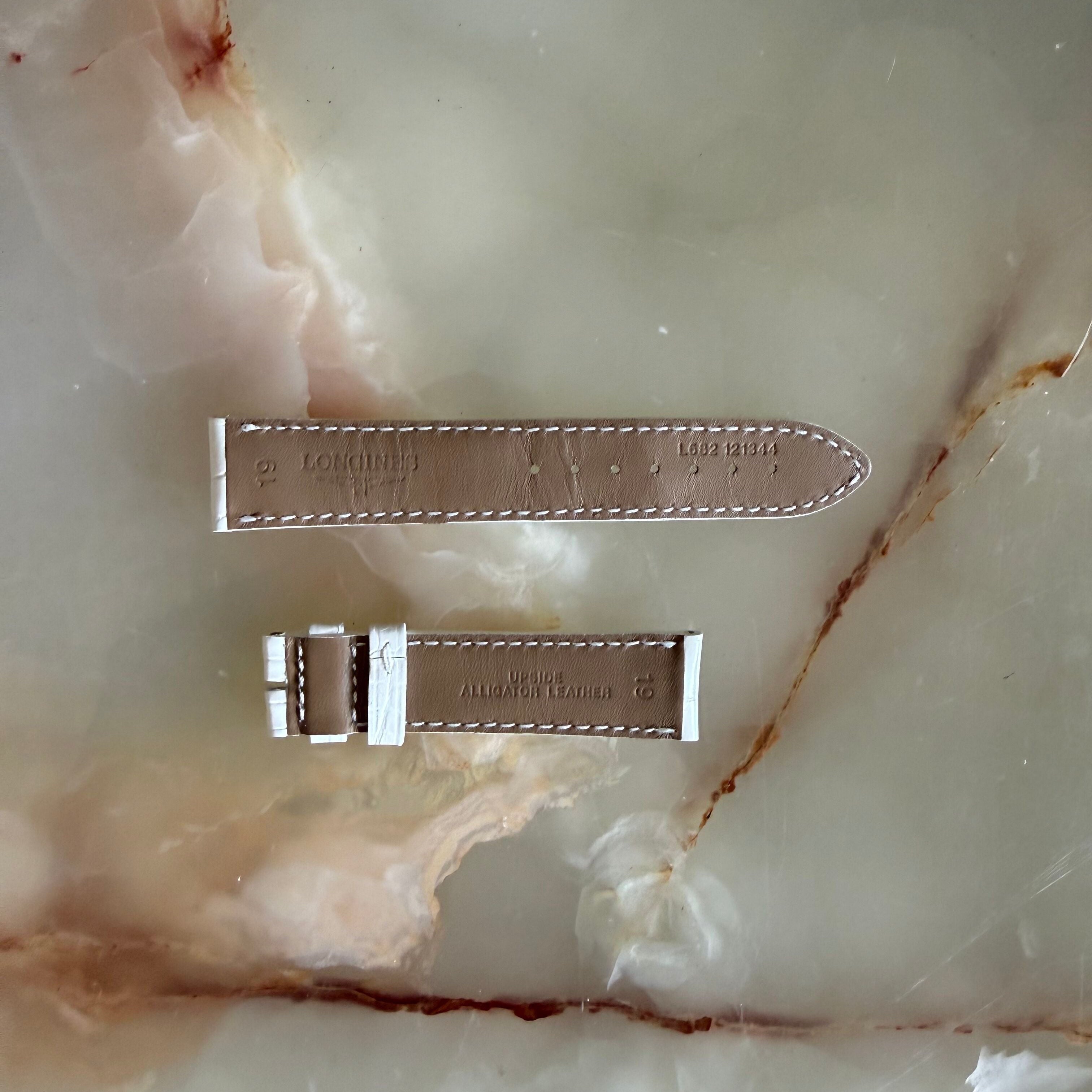 Authentic Longines White Alligator Padded Watch Strap Band 19mm L682121344
