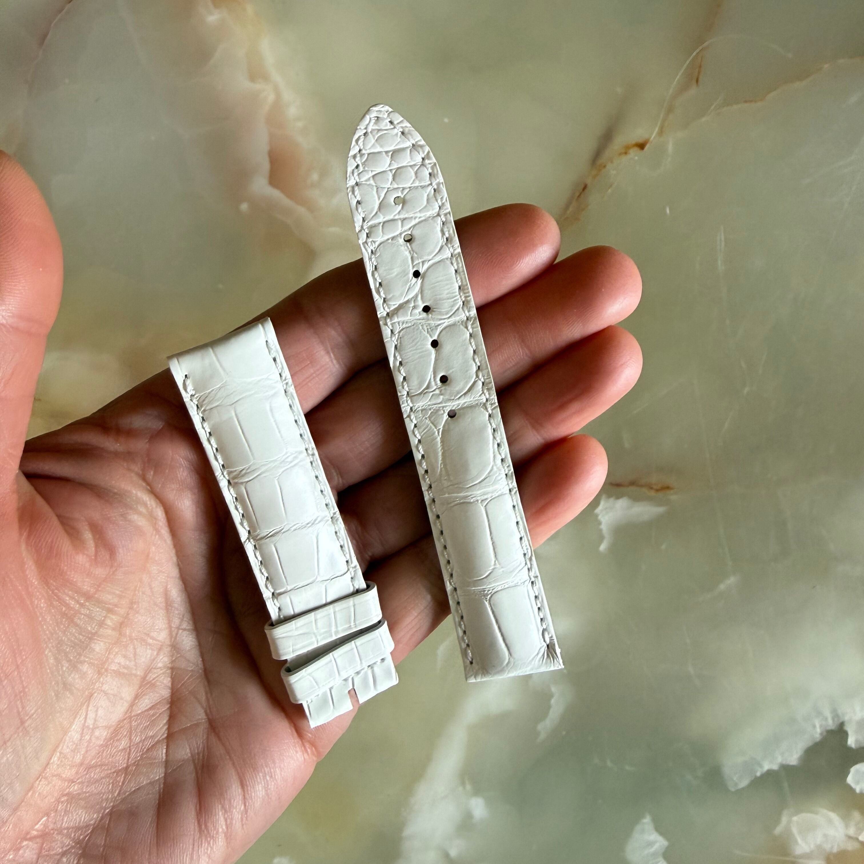 Authentic Longines White Alligator Padded Watch Strap Band 19mm L682121344