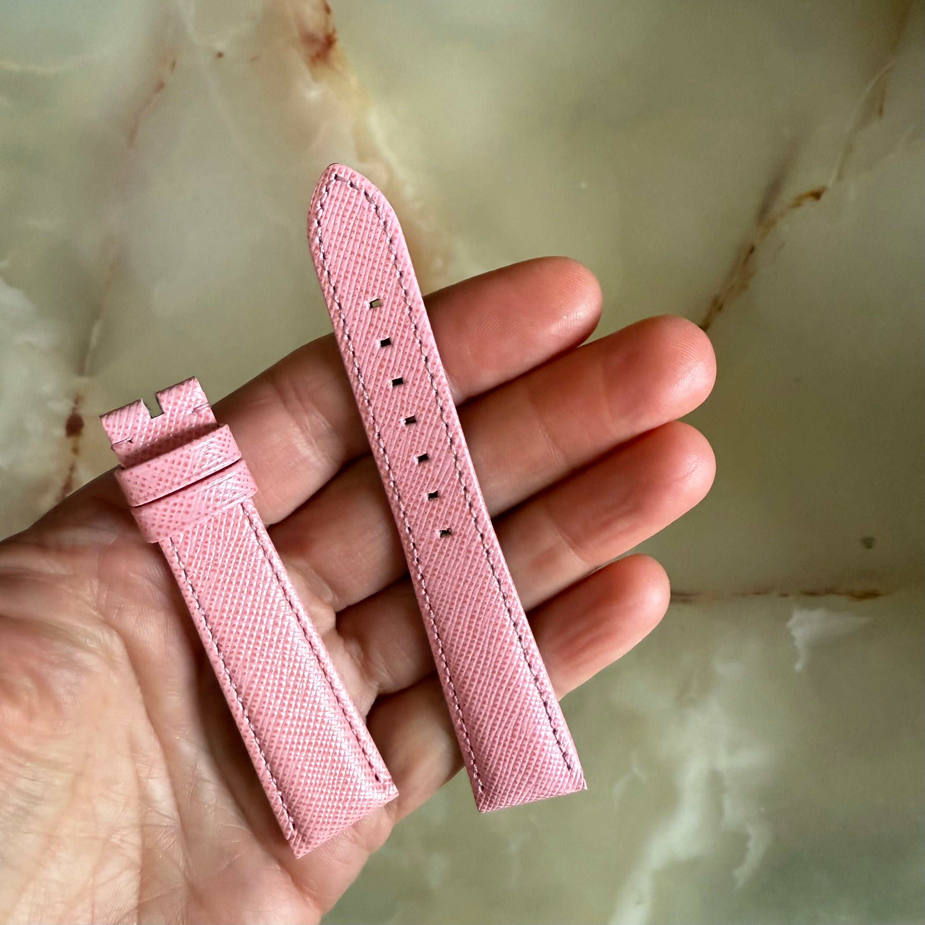 Authentic Montblanc Pink Calfskin Watch Strap Band 18mm