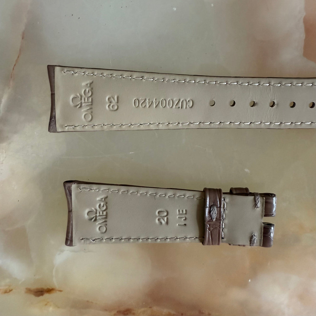 Authentic Omega Beige Alligator Watch Strap Band 20mm CUZ004420