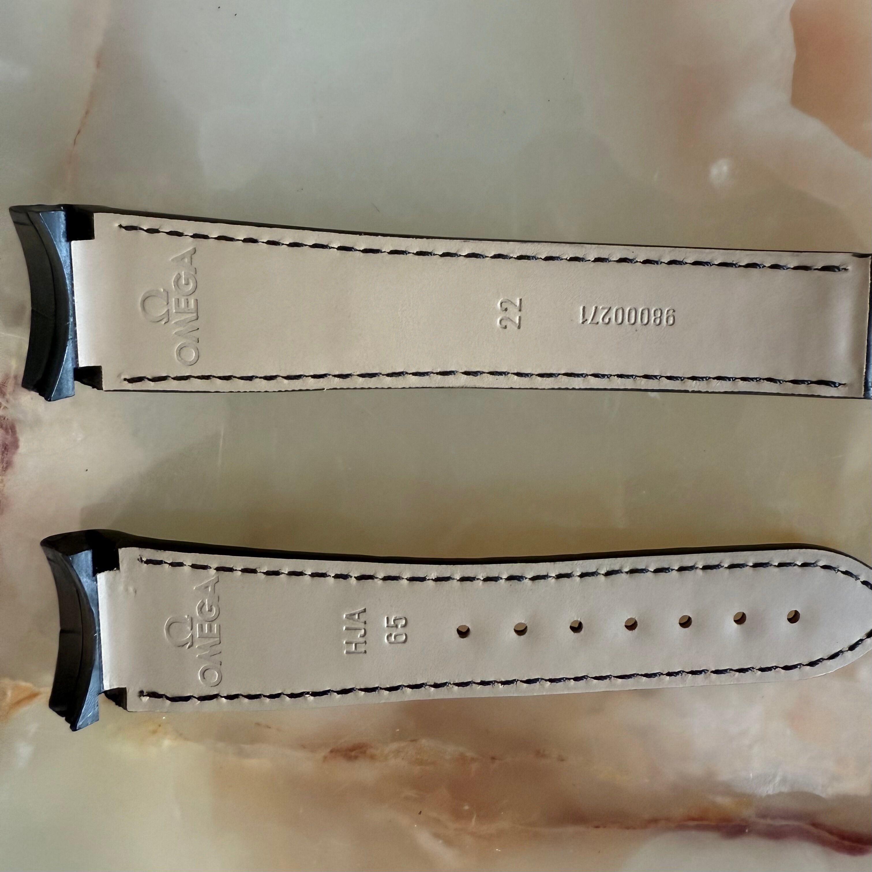 Authentic Omega Black Alligator Watch Strap Band 22mm 98000271