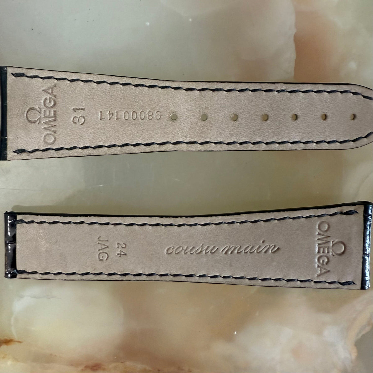 Authentic Omega Black Alligator Watch Strap Band 24mm