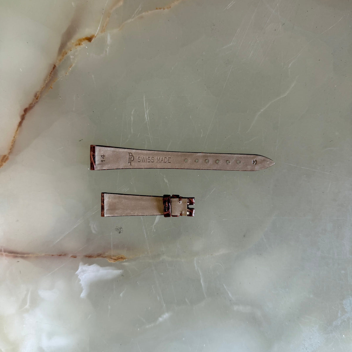 Authentic Patek Philippe Brown Shiny Alligator Watch Strap Band 14mm