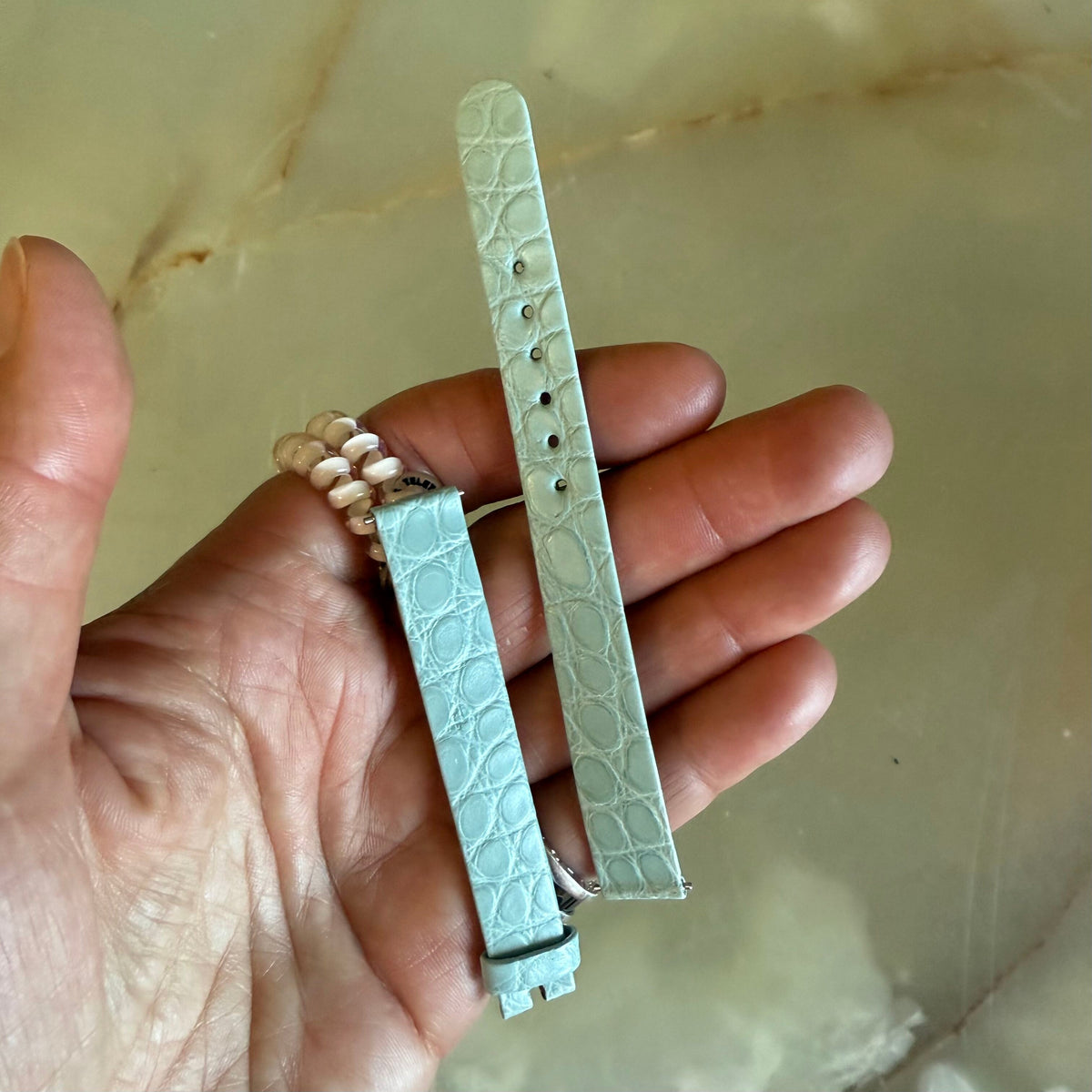 Authentic Patek Philippe Light Blue Alligator Watch Strap Band 12mm