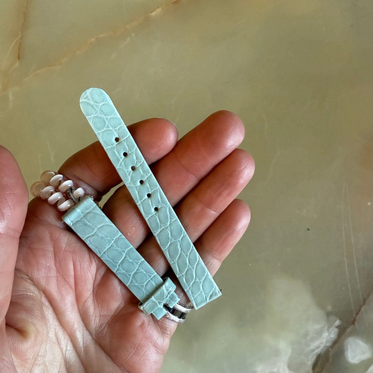 Authentic Patek Philippe Light Blue Crocodile Watch Strap Band 12mm