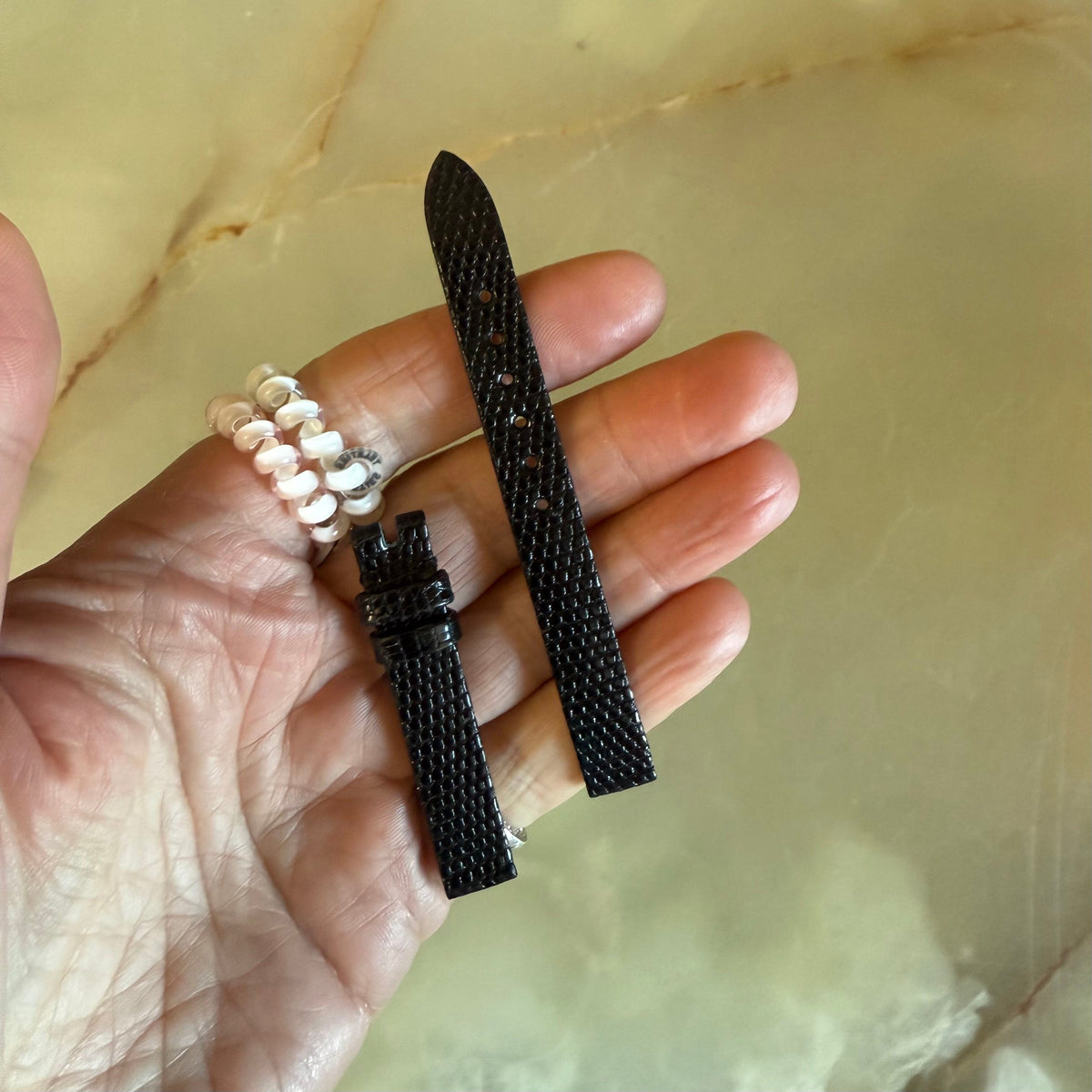 Authentic Patek Philippe Shiny Black Lizard Watch Strap Band 10mm