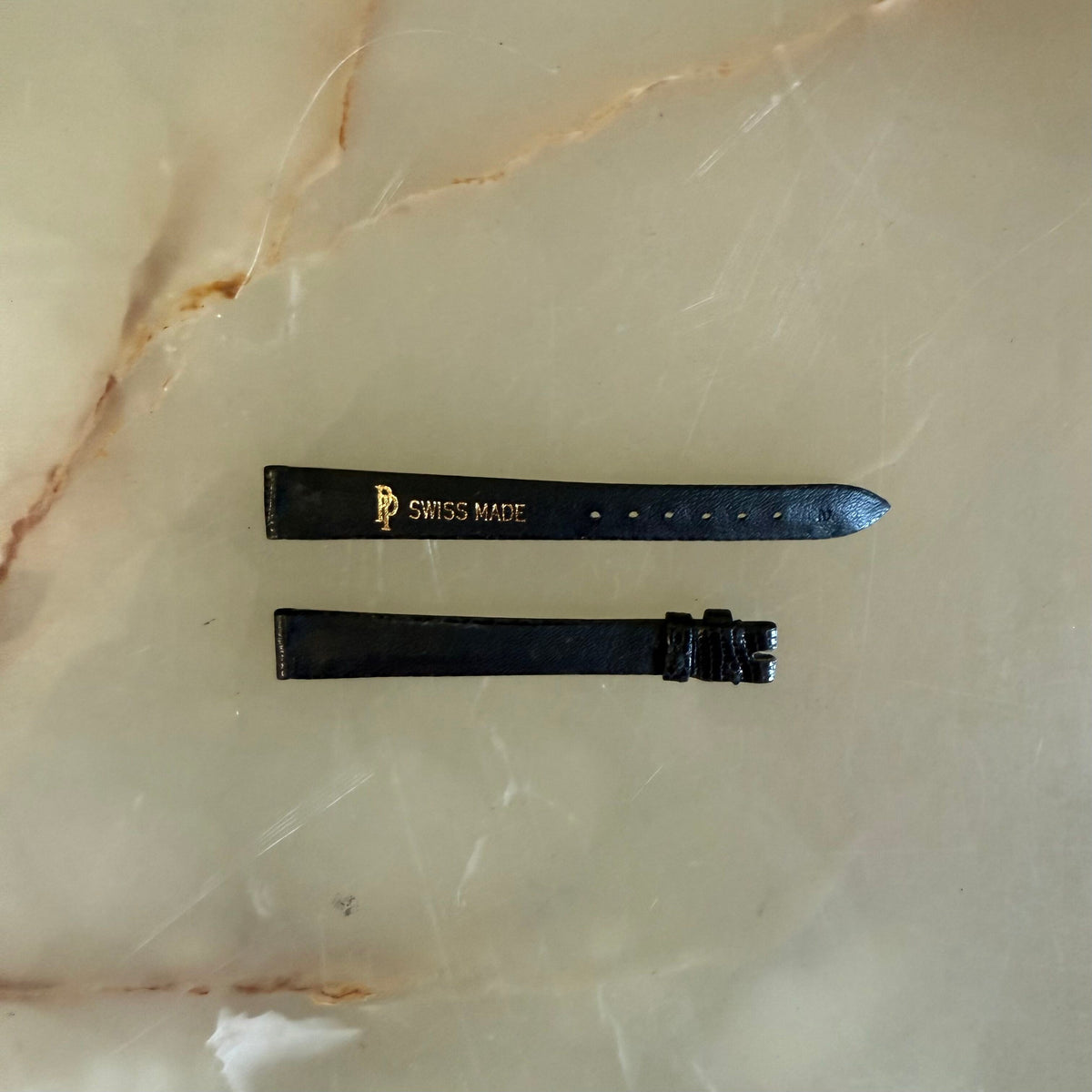 Authentic Patek Philippe Shiny Black Lizard Watch Strap Band 12mm