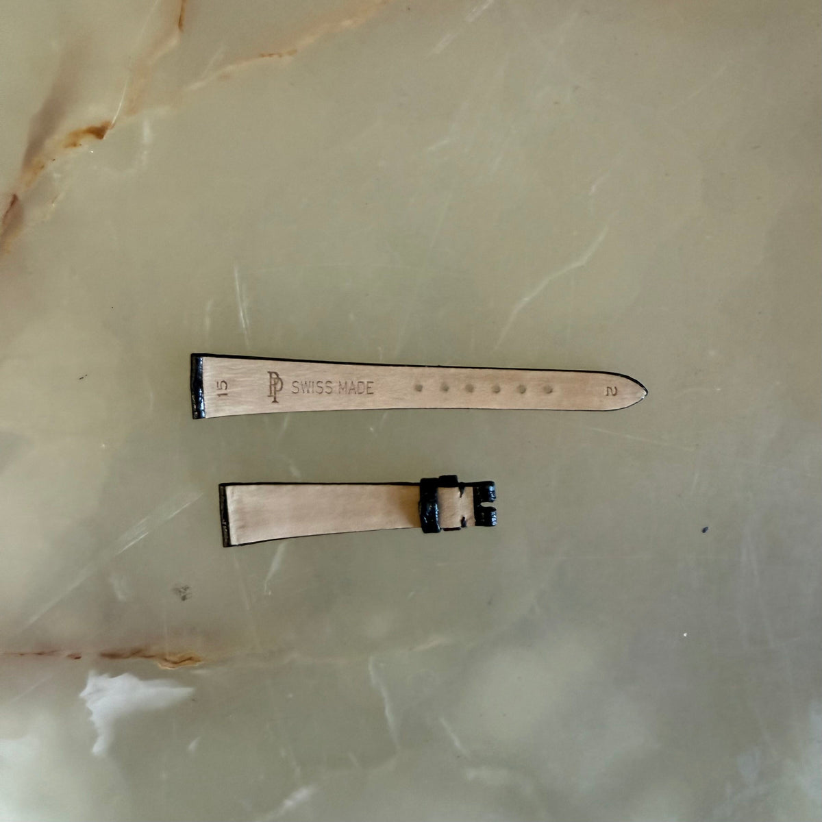 Authentic Patek Philippe Shiny Black Lizard Watch Strap Band 15mm