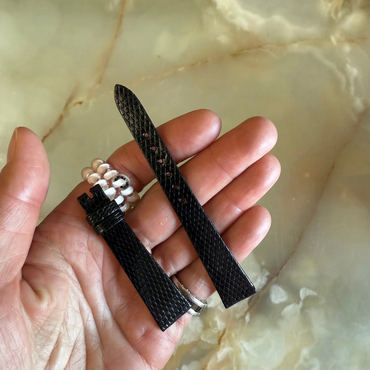Authentic Patek Philippe Shiny Black Lizard Watch Strap Band 15mm
