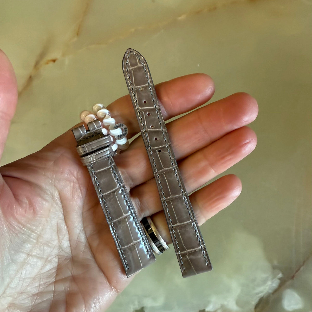 Authentic Patek Philippe Shiny Gray Alligator Watch Strap Band 15mm