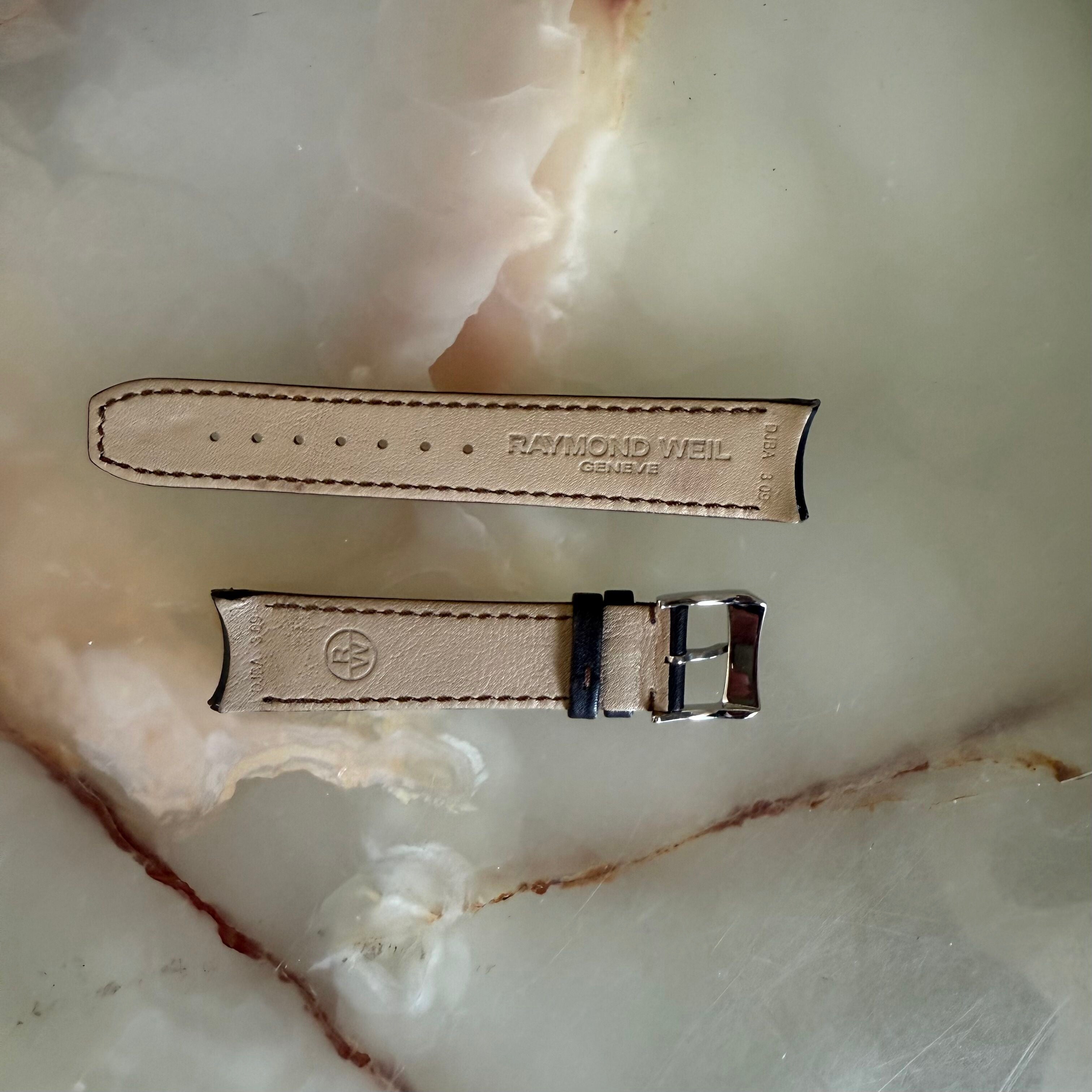Authentic Raymond Weil Freelancer Brown Leather Watch Strap Band 19mm w Buckle