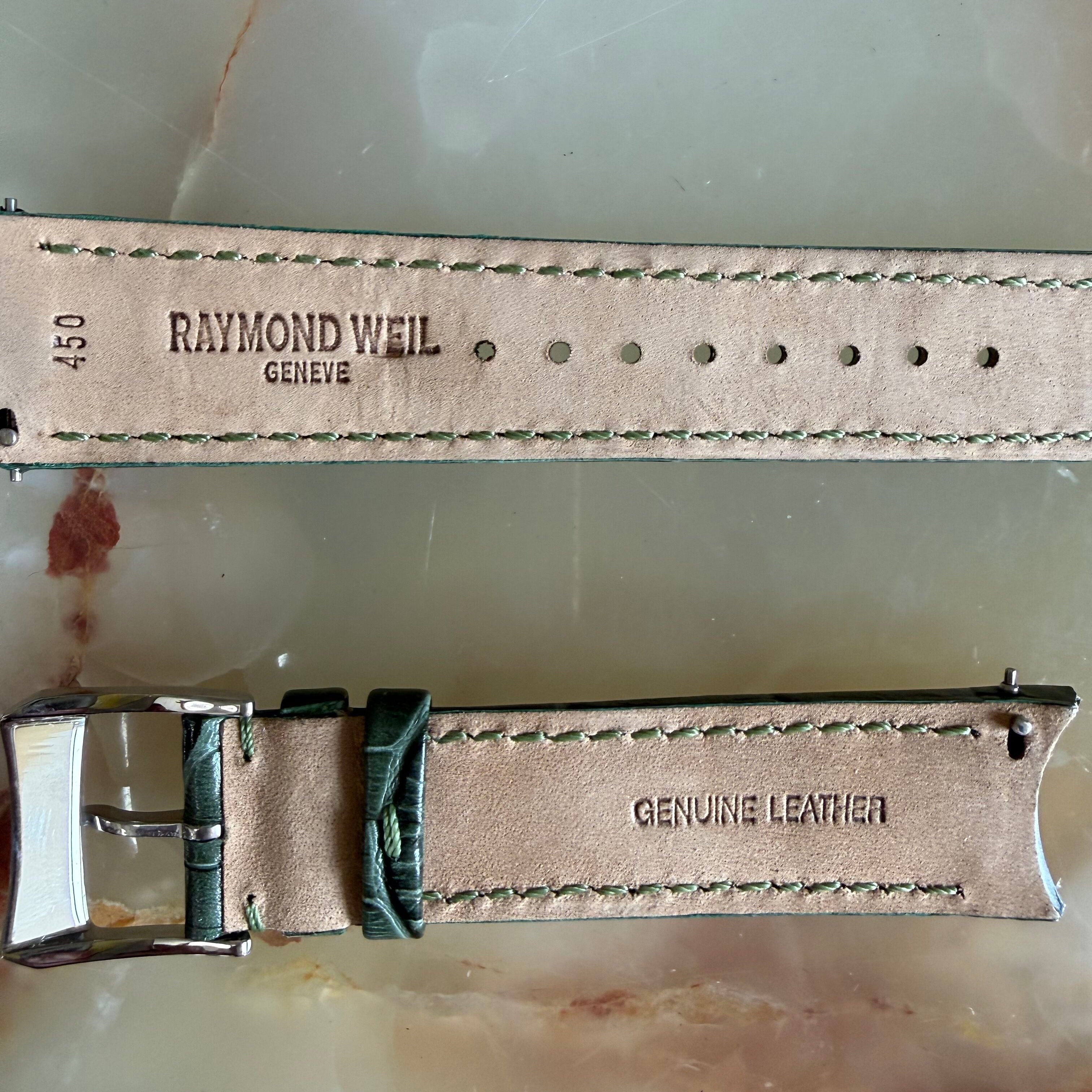 Authentic Raymond Weil Green Genuine Leather Watch Strap Band 20mm w Buckle