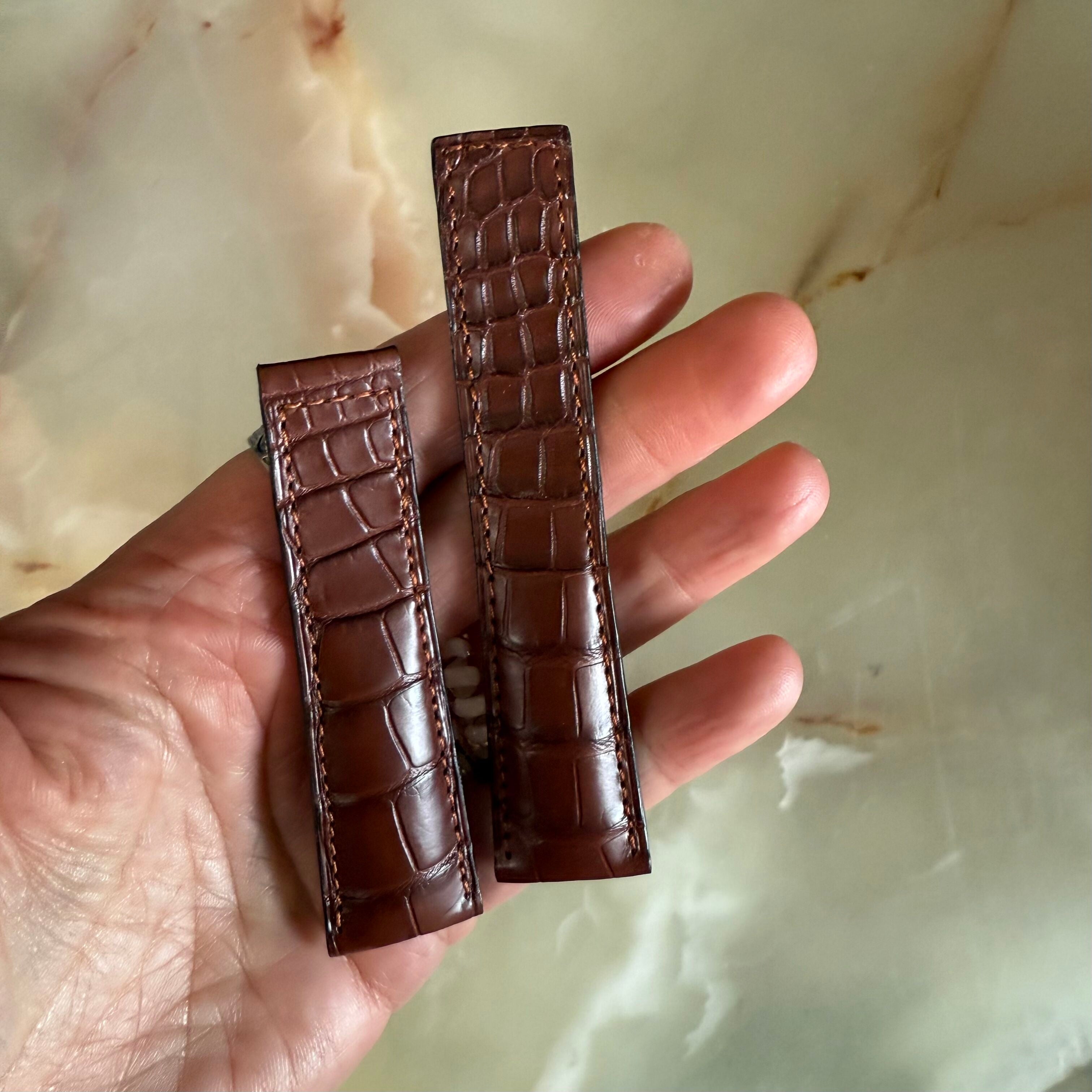 Authentic TAG Heuer Monaco Brown Crocodile Watch Strap Band 22mm FC6178