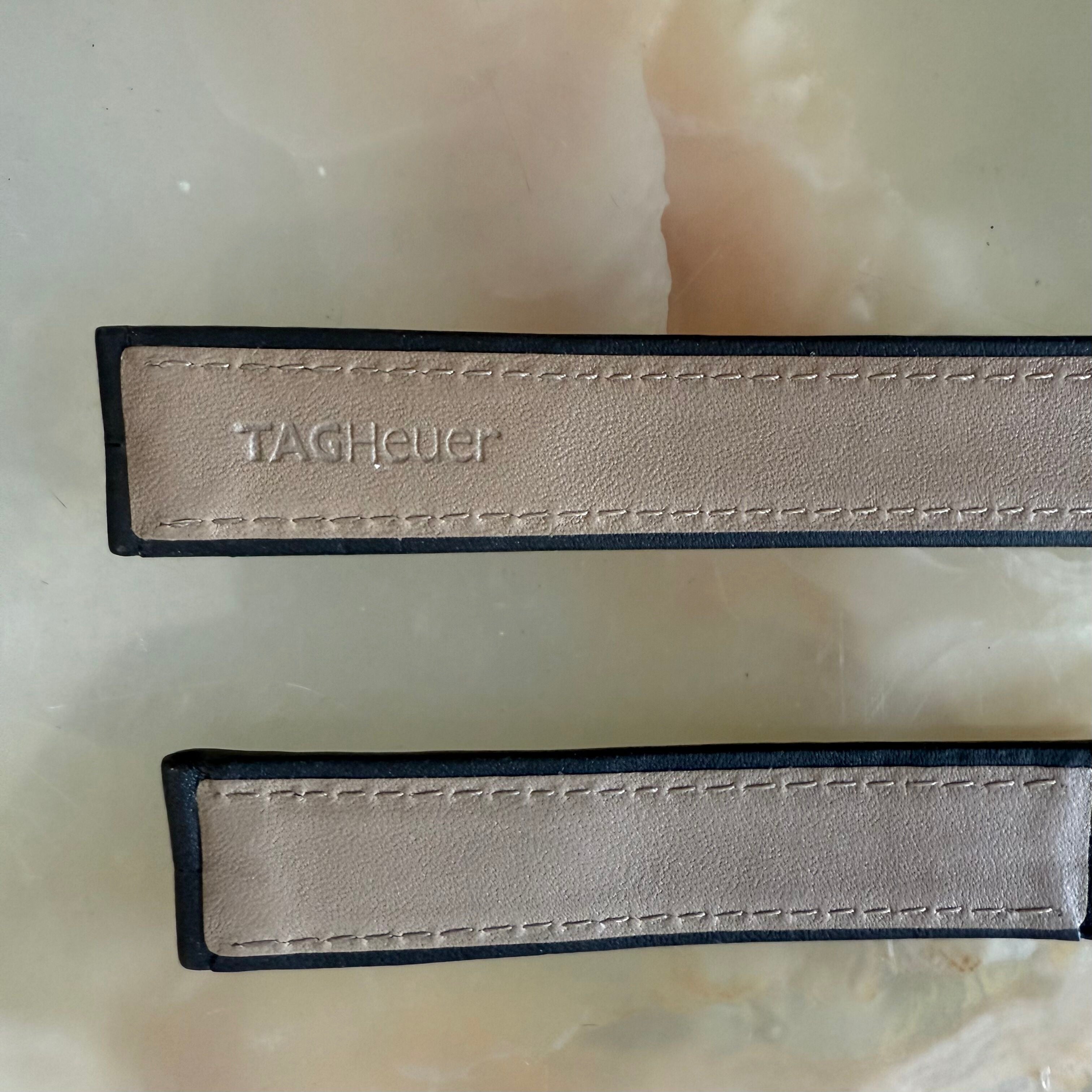 Authentic TAG Heuer S/EL Black Leather Watch Strap Band 18mm FC6001