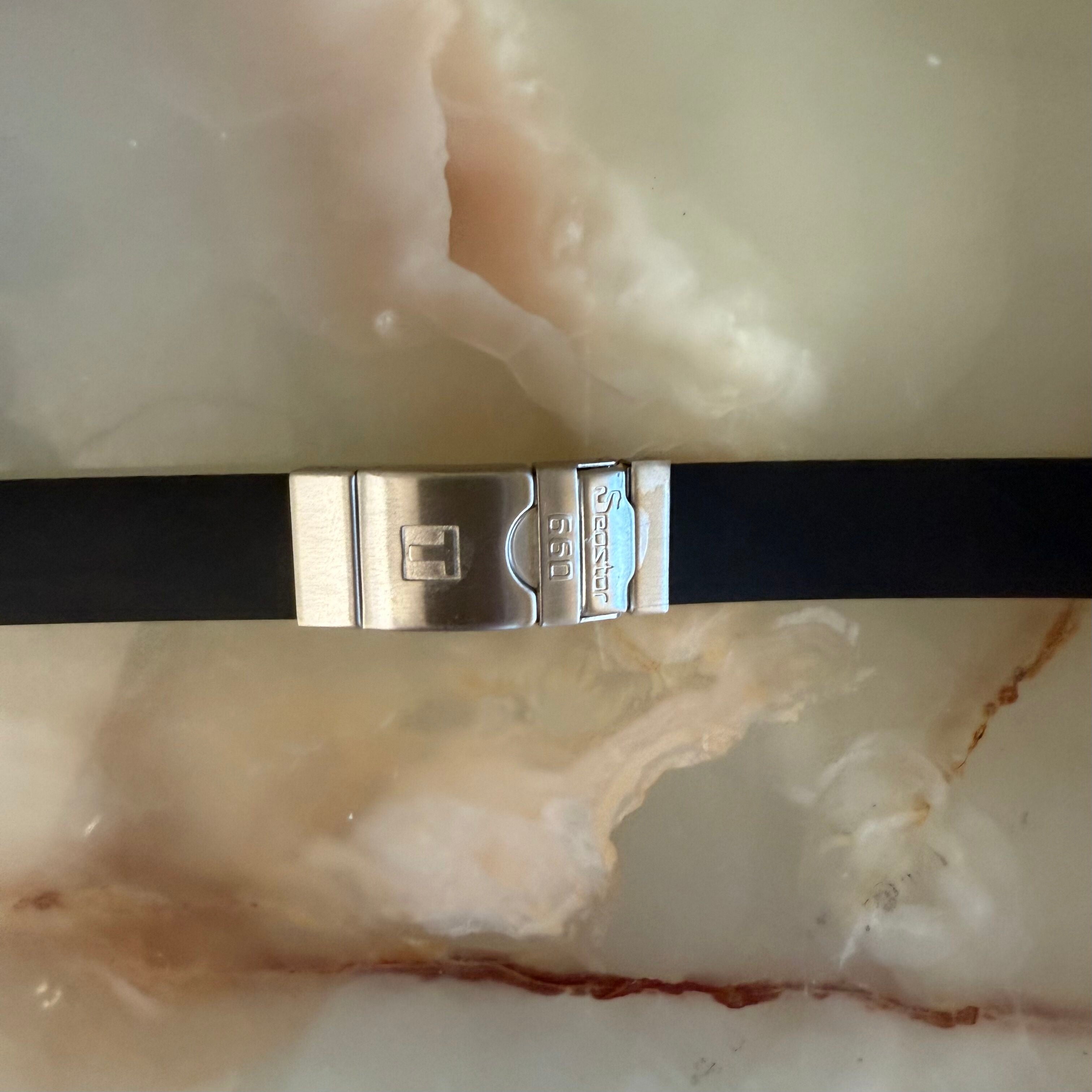 Authentic Tissot Black Rubber Watch Strap Band 19mm w Deployant Buckle