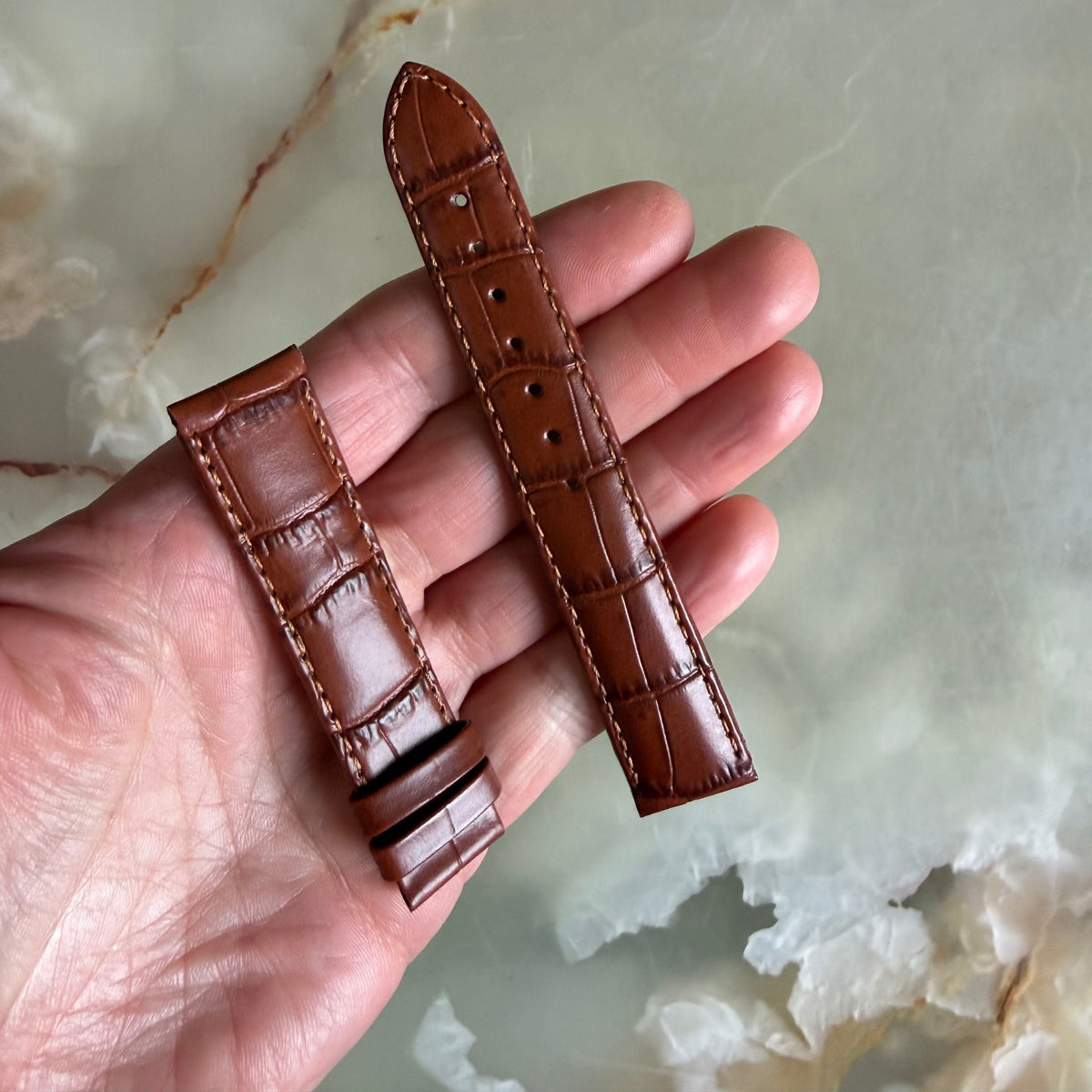 Authentic Tissot Brown Leather Watch Strap Band 18mm