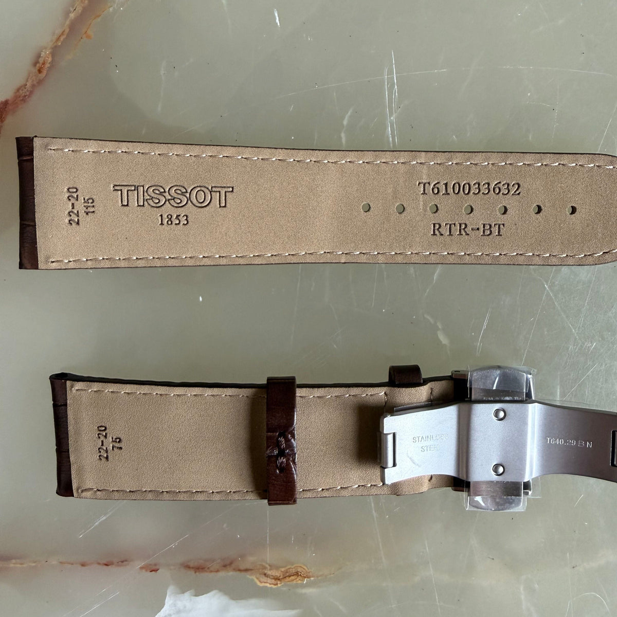 Authentic Tissot Brown Leather Watch Strap Band 22mm w Buckle T610033632