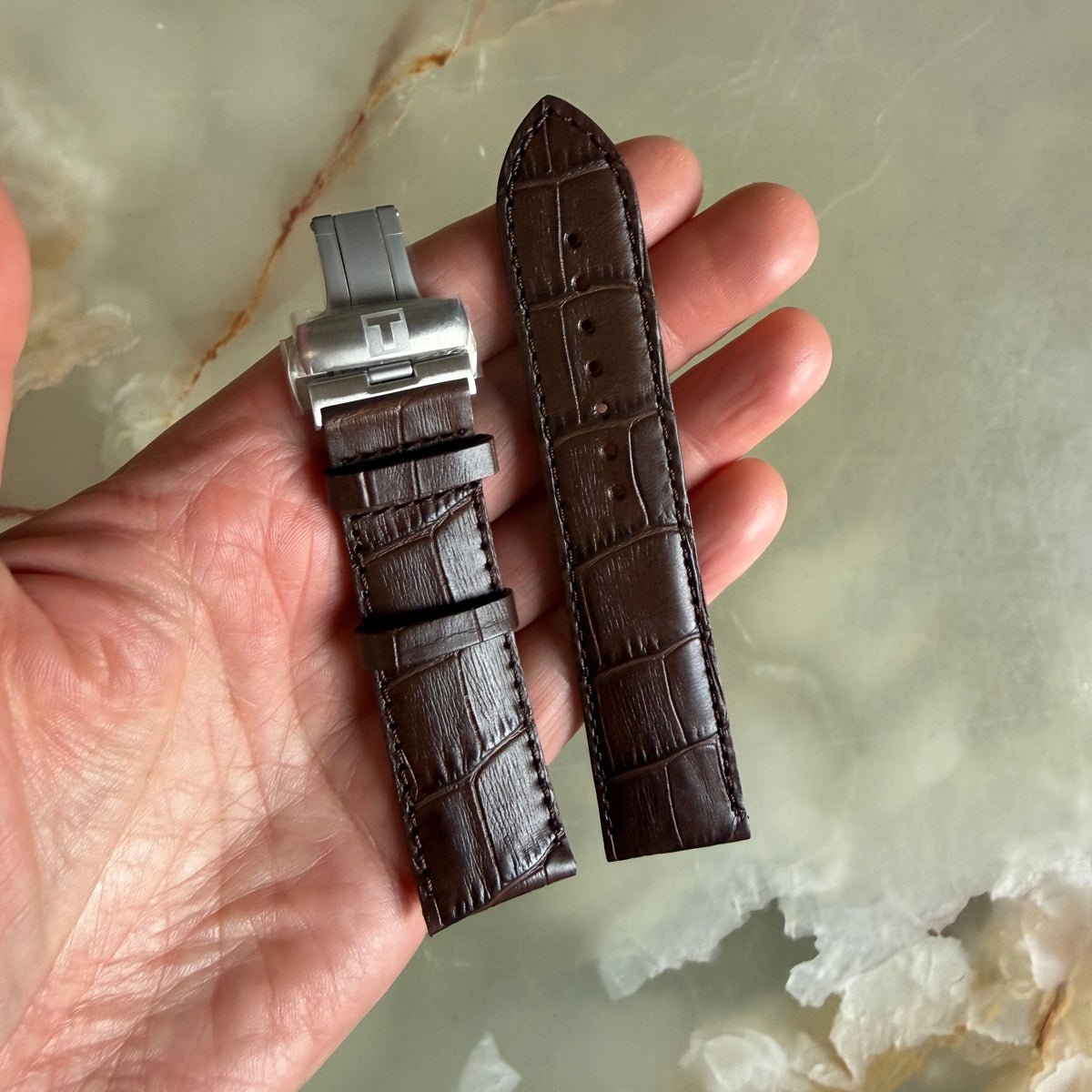 Authentic Tissot Brown Leather Watch Strap Band 22mm w Buckle T610033632
