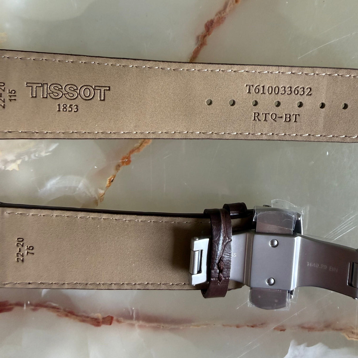 Authentic Tissot Brown Leather Watch Strap Band 22mm w Buckle T610033632