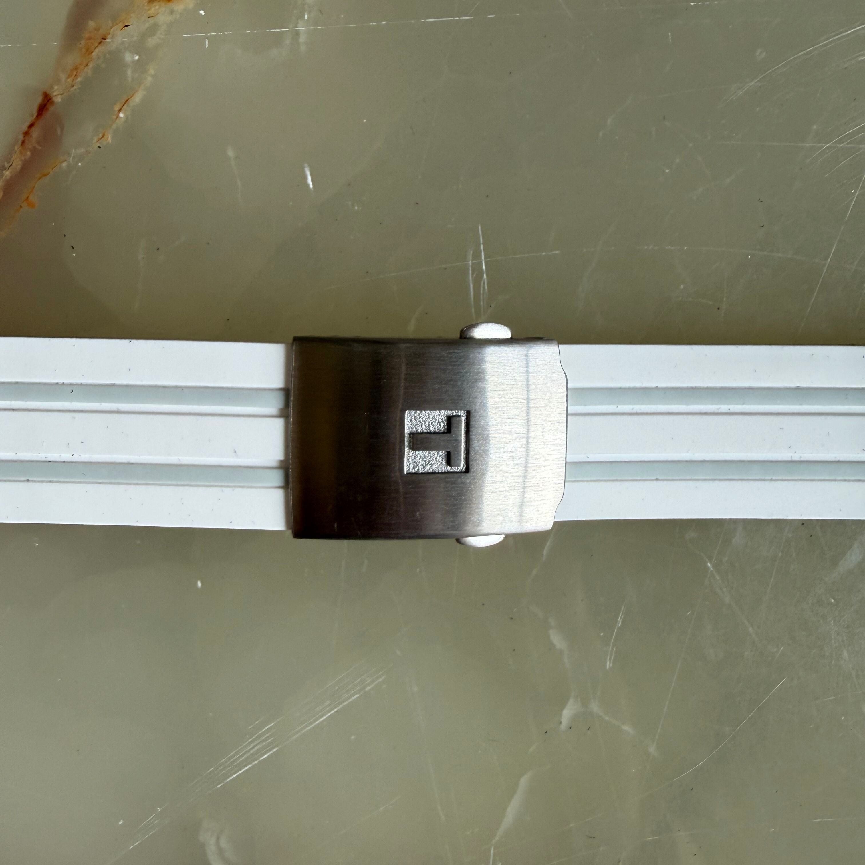 Authentic Tissot White Rubber Watch Strap Band w Buckle 18mm T603035765