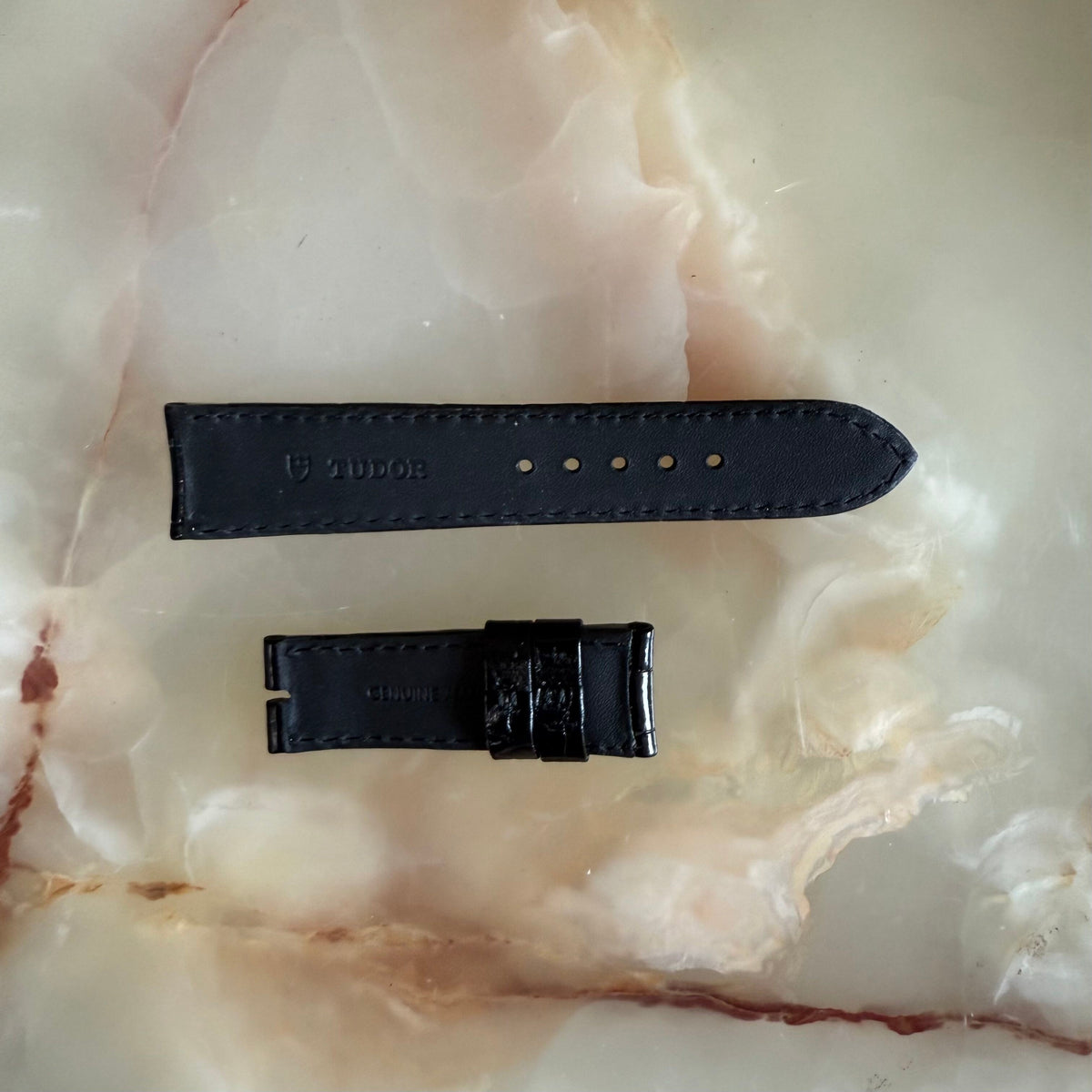 Authentic Tudor Black Alligator Watch Strap Band 20mm B214-215-Q1