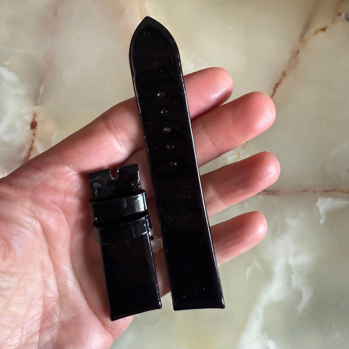 Authentic Tudor Black Patent Leather Watch Strap Band 20mm B211-620-Q1