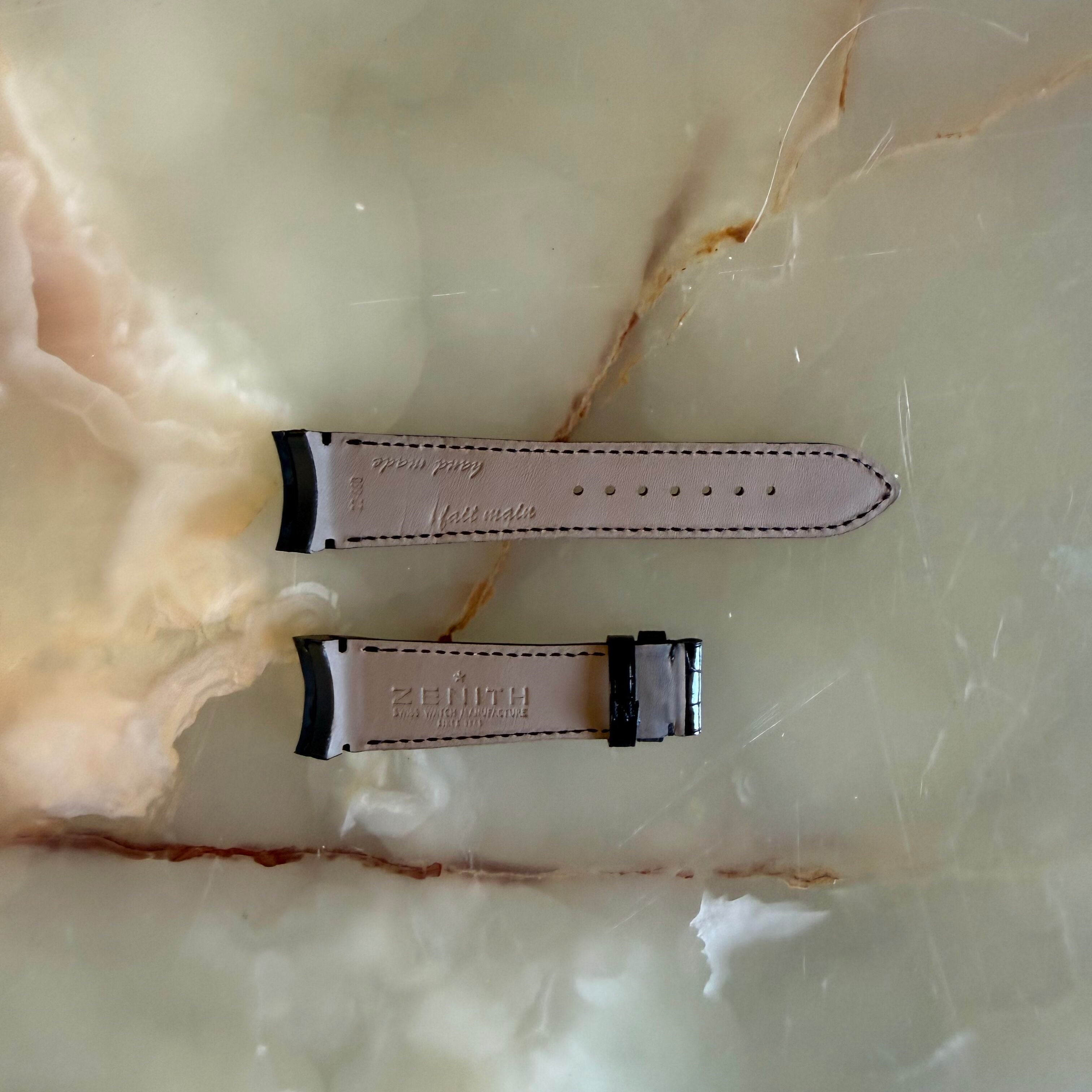 Authentic Zenith Black Alligator Watch Strap Band 22mm 22-660