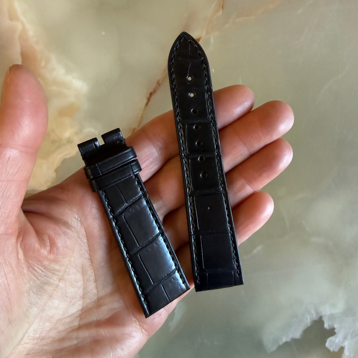 Authentic Zenith Black Alligator Watch Strap Band 22mm 2218-630