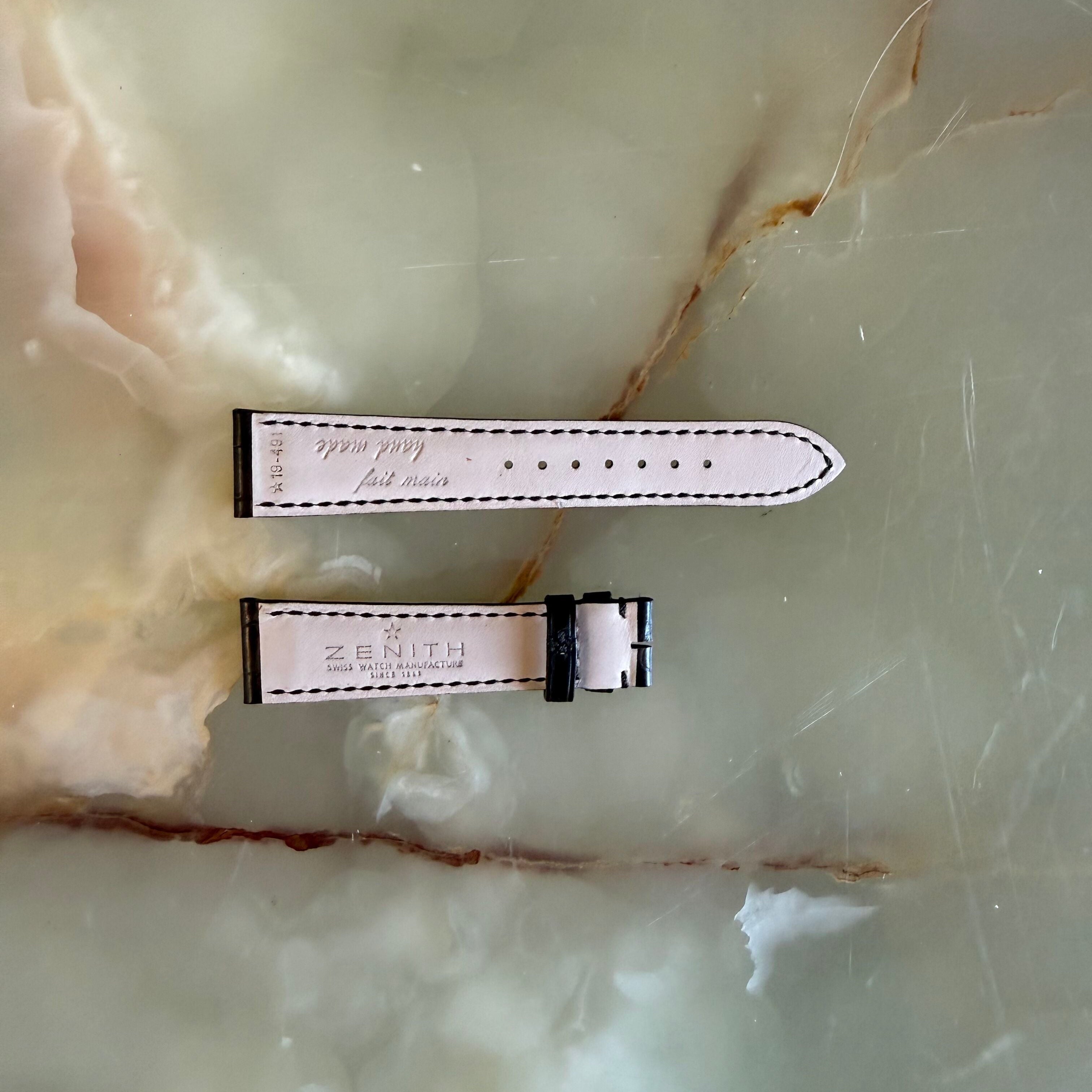 Authentic Zenith Brown Crocodile Watch Strap Band 19mm 19-491