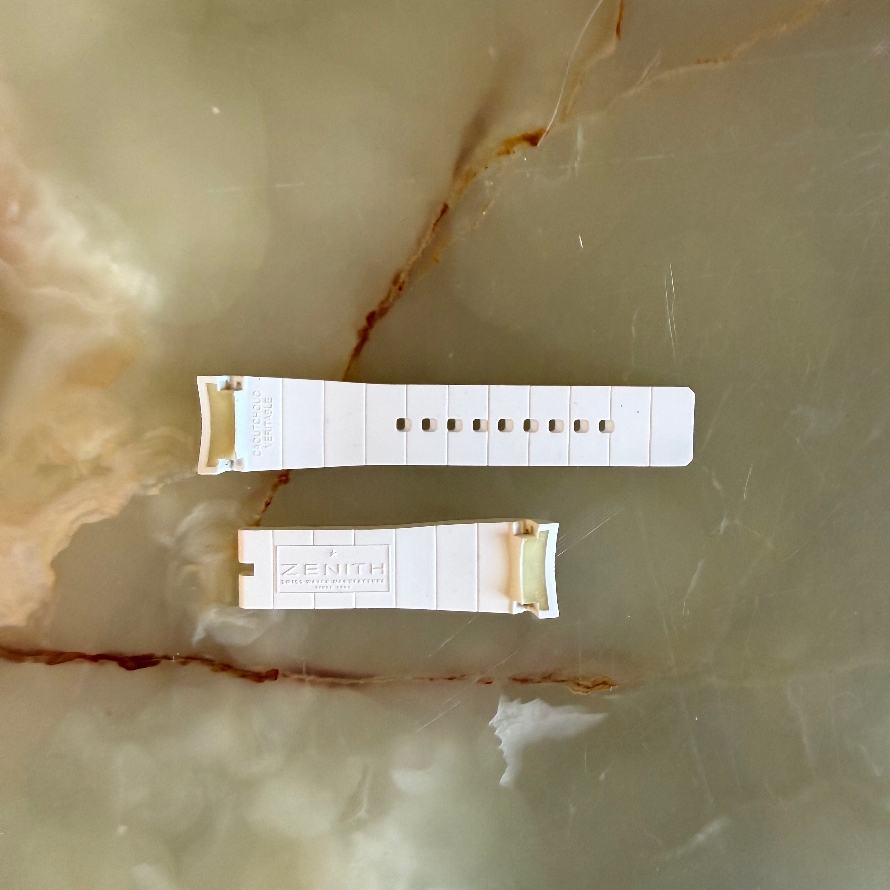 Authentic Zenith White Rubber Watch Strap Band 21mm