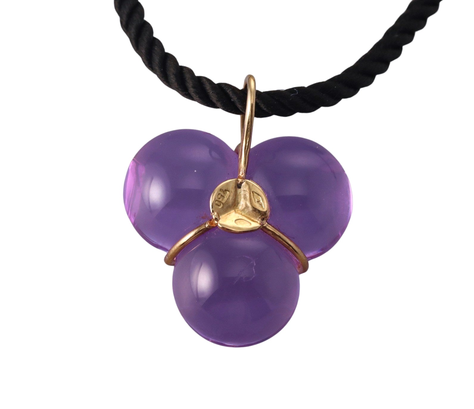 Baccarat 18k Gold Purple Pendant Black Cord Necklace
