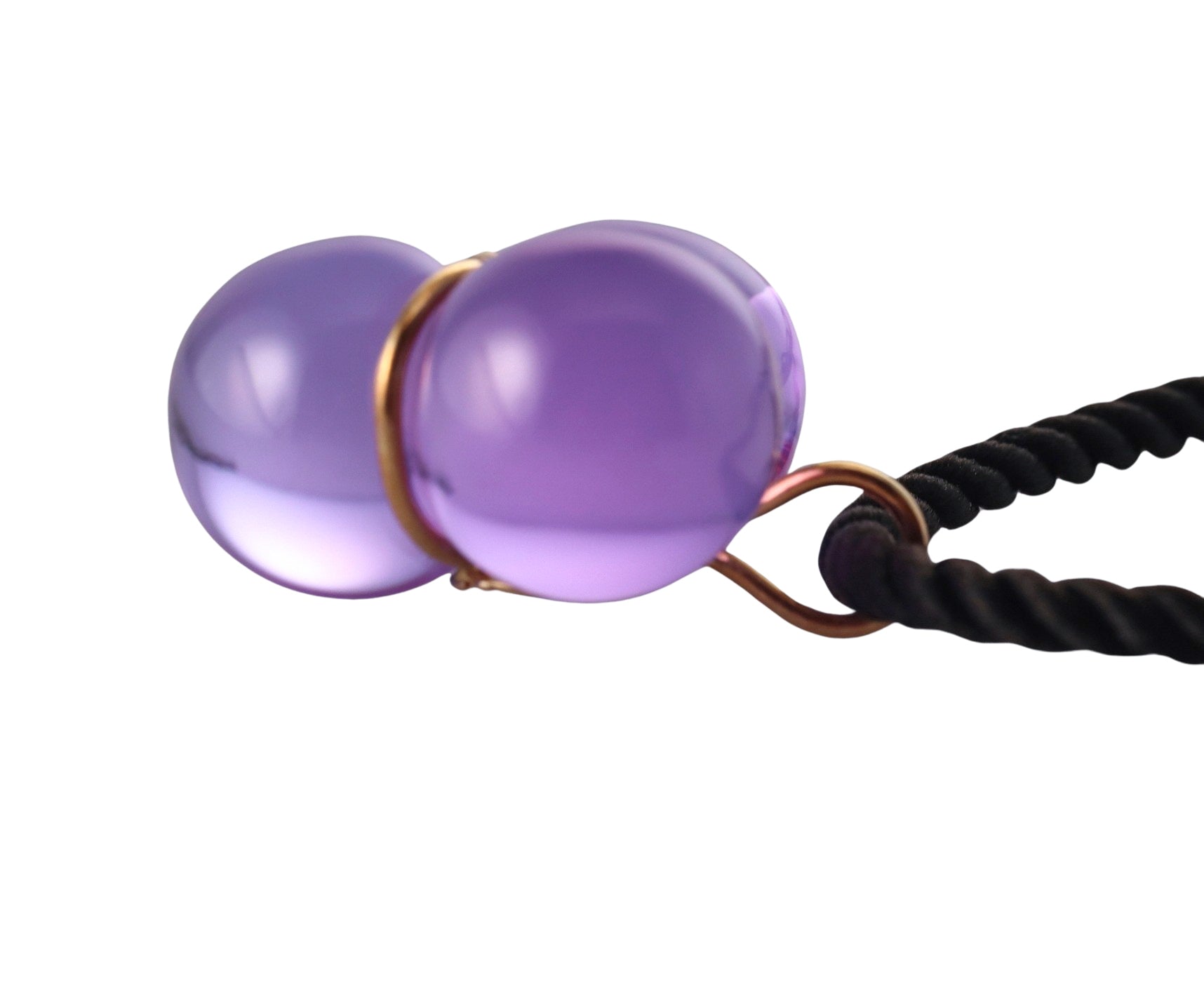 Baccarat 18k Gold Purple Pendant Black Cord Necklace