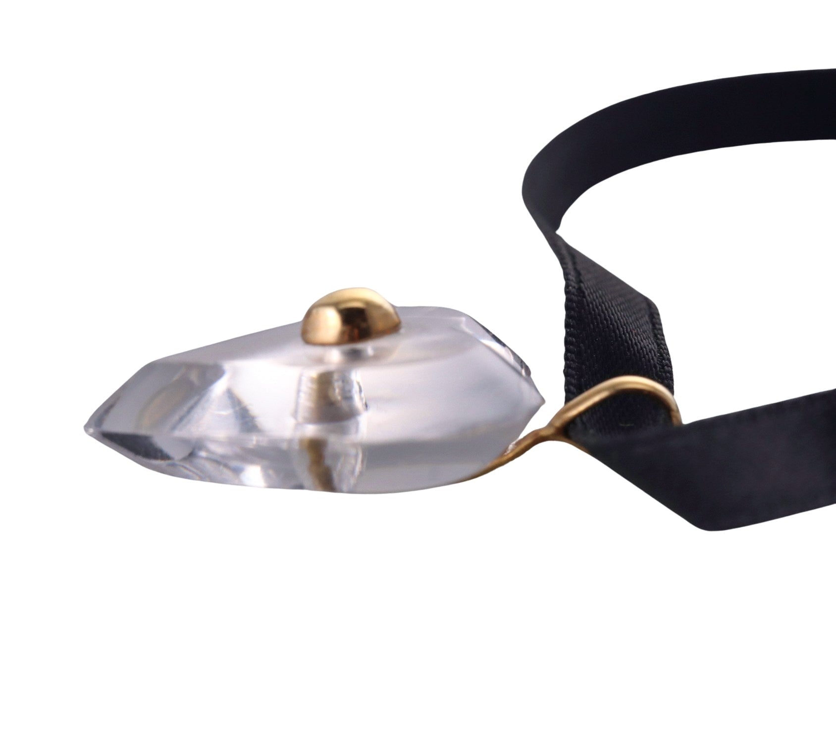 Baccarat 18k Gold Clear Heart Pendant Black Cord Necklace