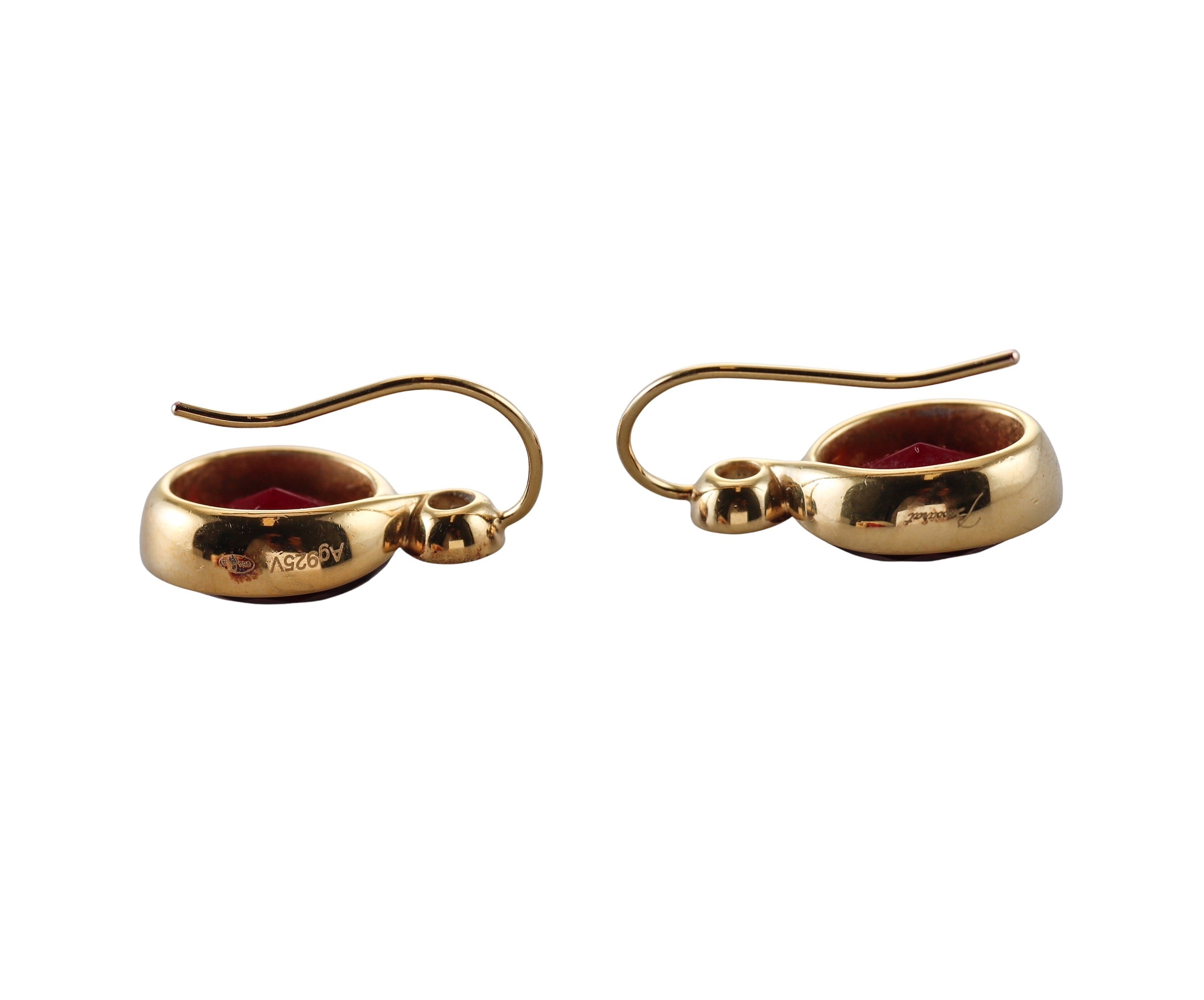 Baccarat Croise 18k Gold Vermeil Sterling Silver Red Crystal Earrings 2812997