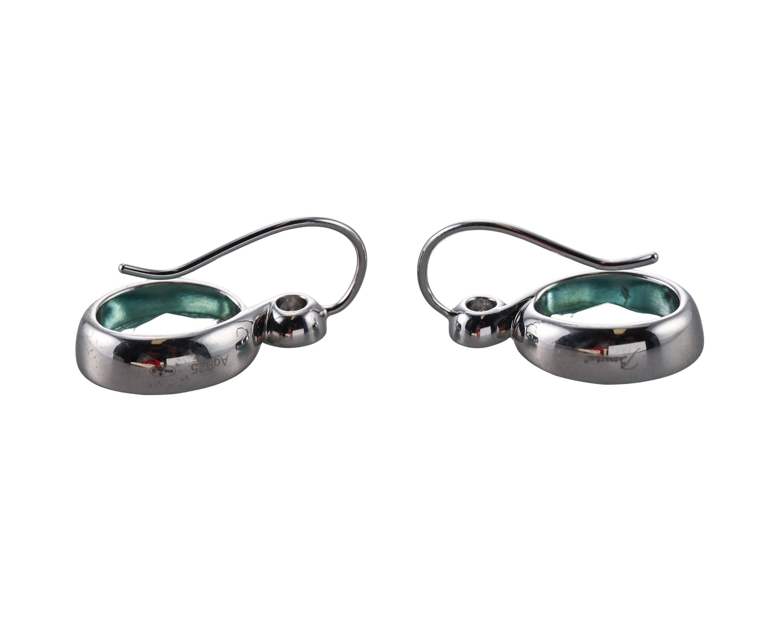Baccarat Croise 18k Gold Vermeil Sterling Silver Turquoise Crystal Earrings