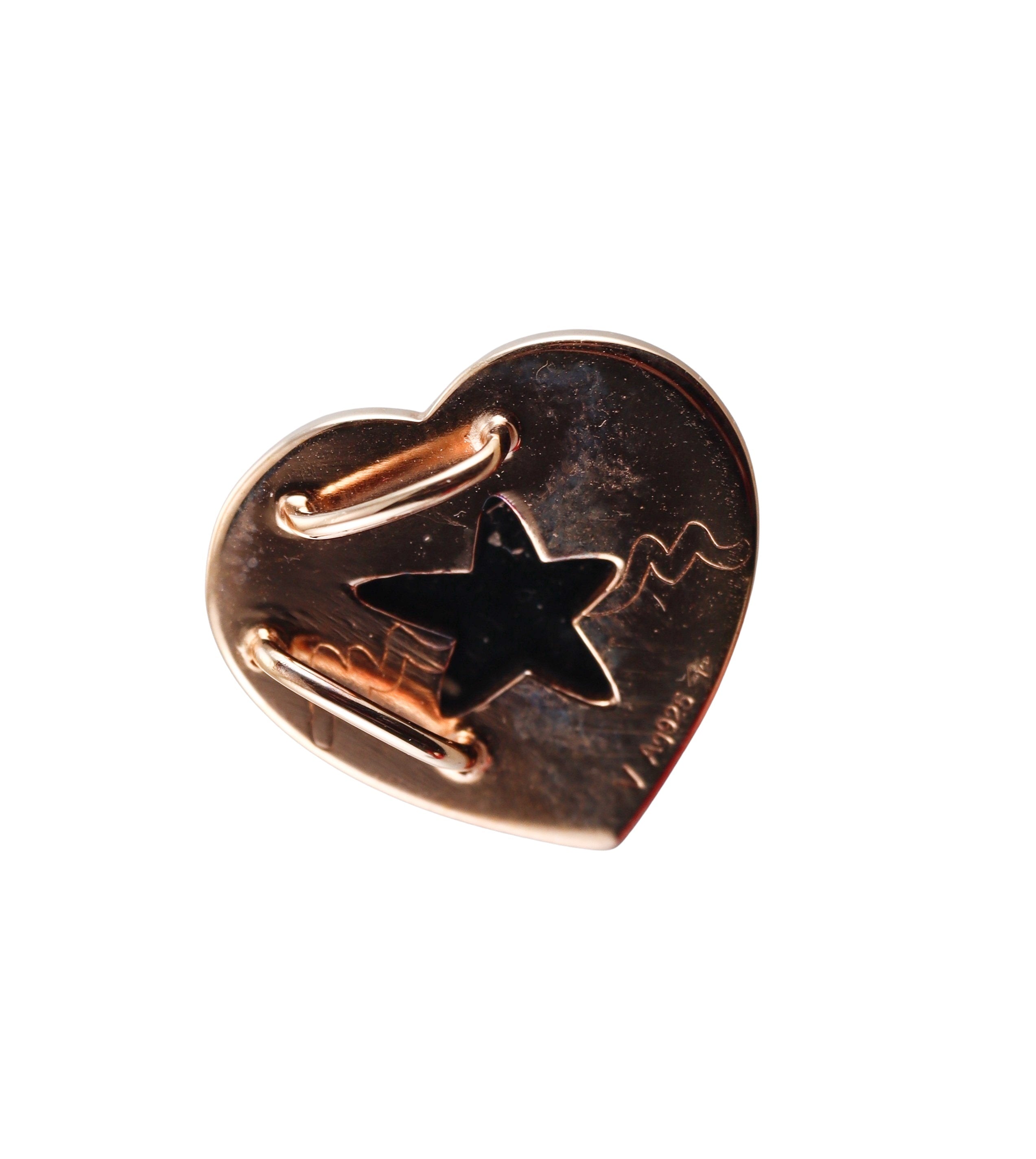Baccarat Etoile Mon Coeur 18k Gold Vermeil Sterling Silver Black Heart Pendant