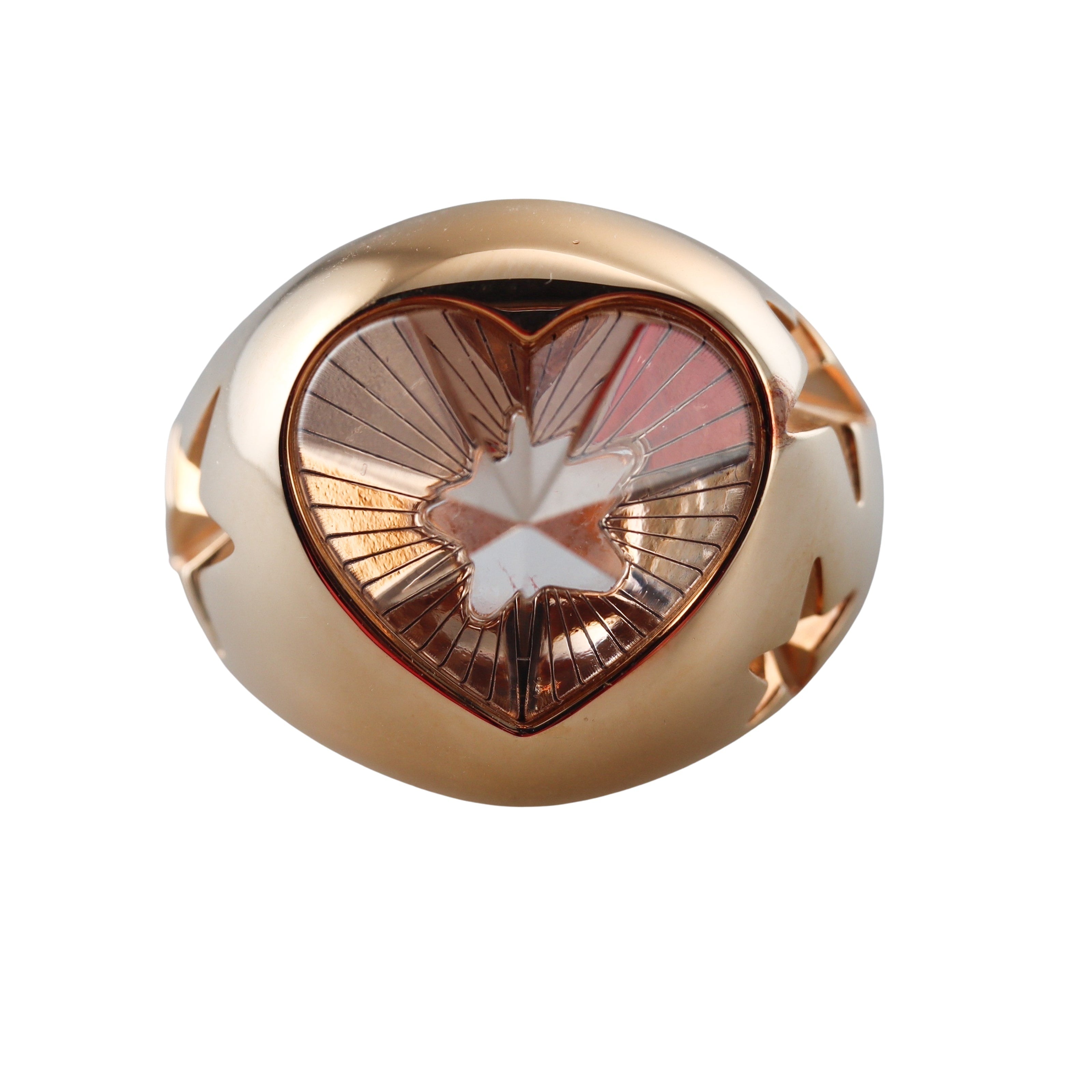 Baccarat Etoile Mon Coeur Gold Vermeil Sterling Crystal Heart Star Ring