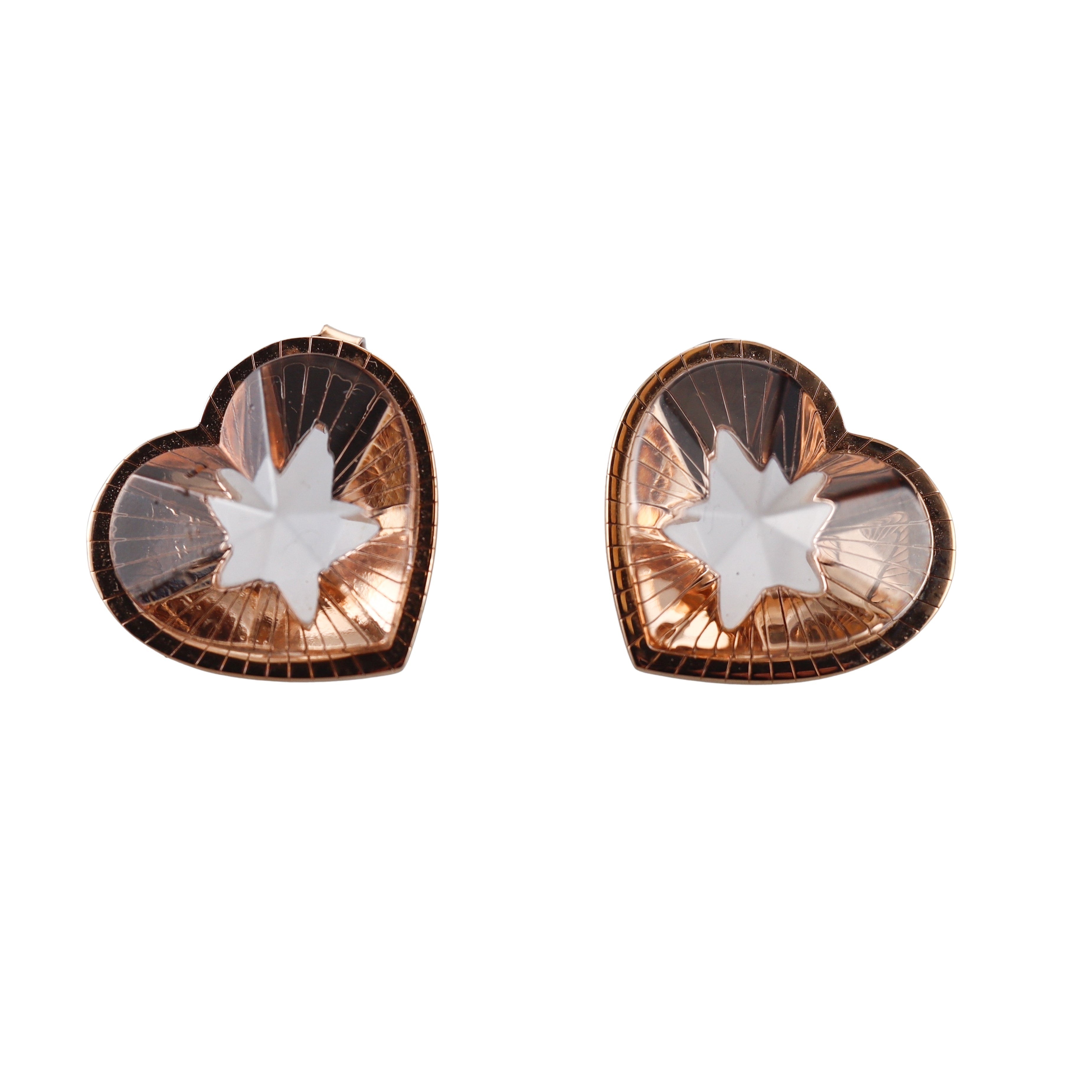 Baccarat Etoile Mon Coeur Crystal 18k Gold Vermeil Sterling Heart Earrings