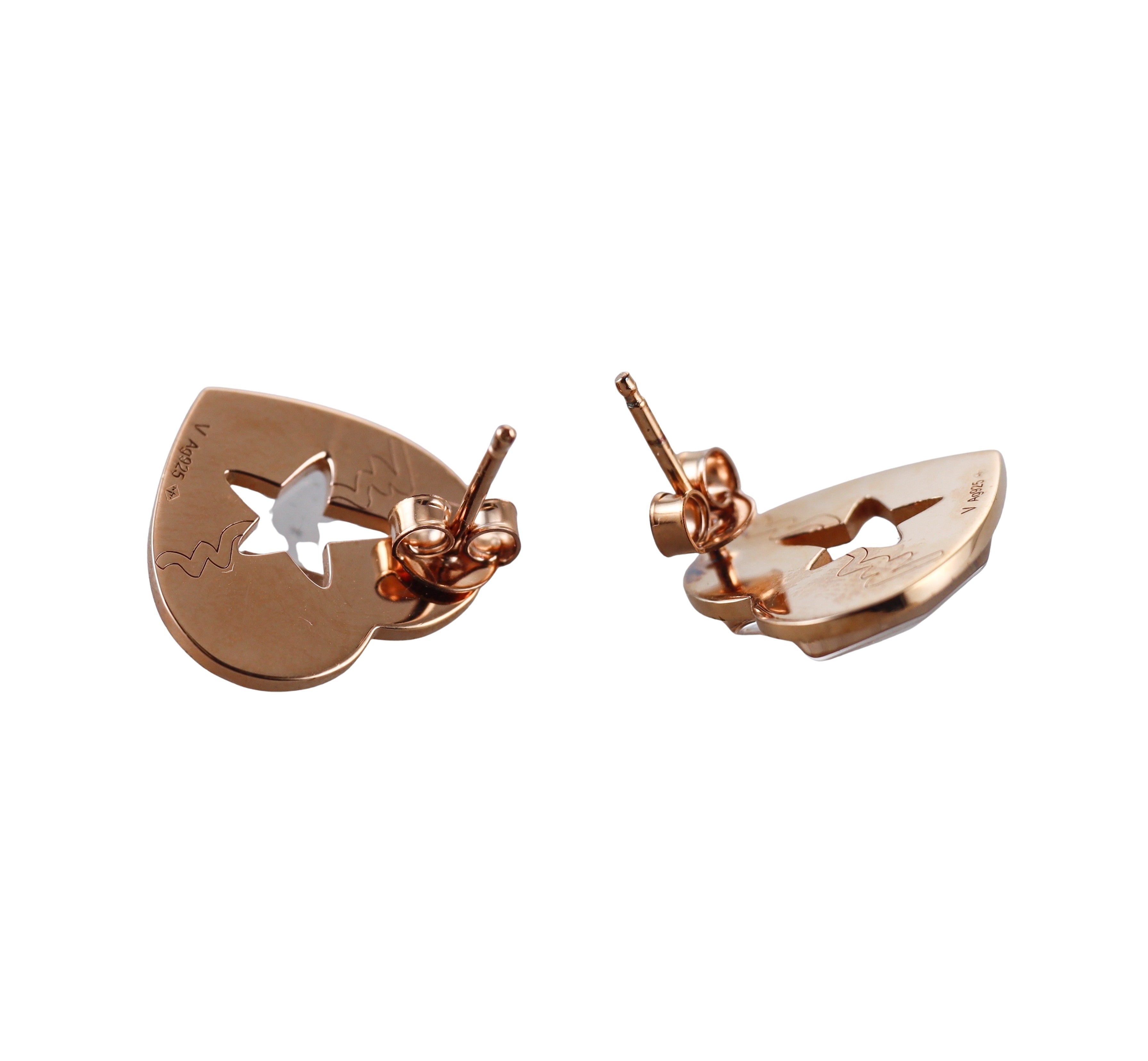 Baccarat Etoile Mon Coeur Crystal 18k Gold Vermeil Sterling Heart Earrings