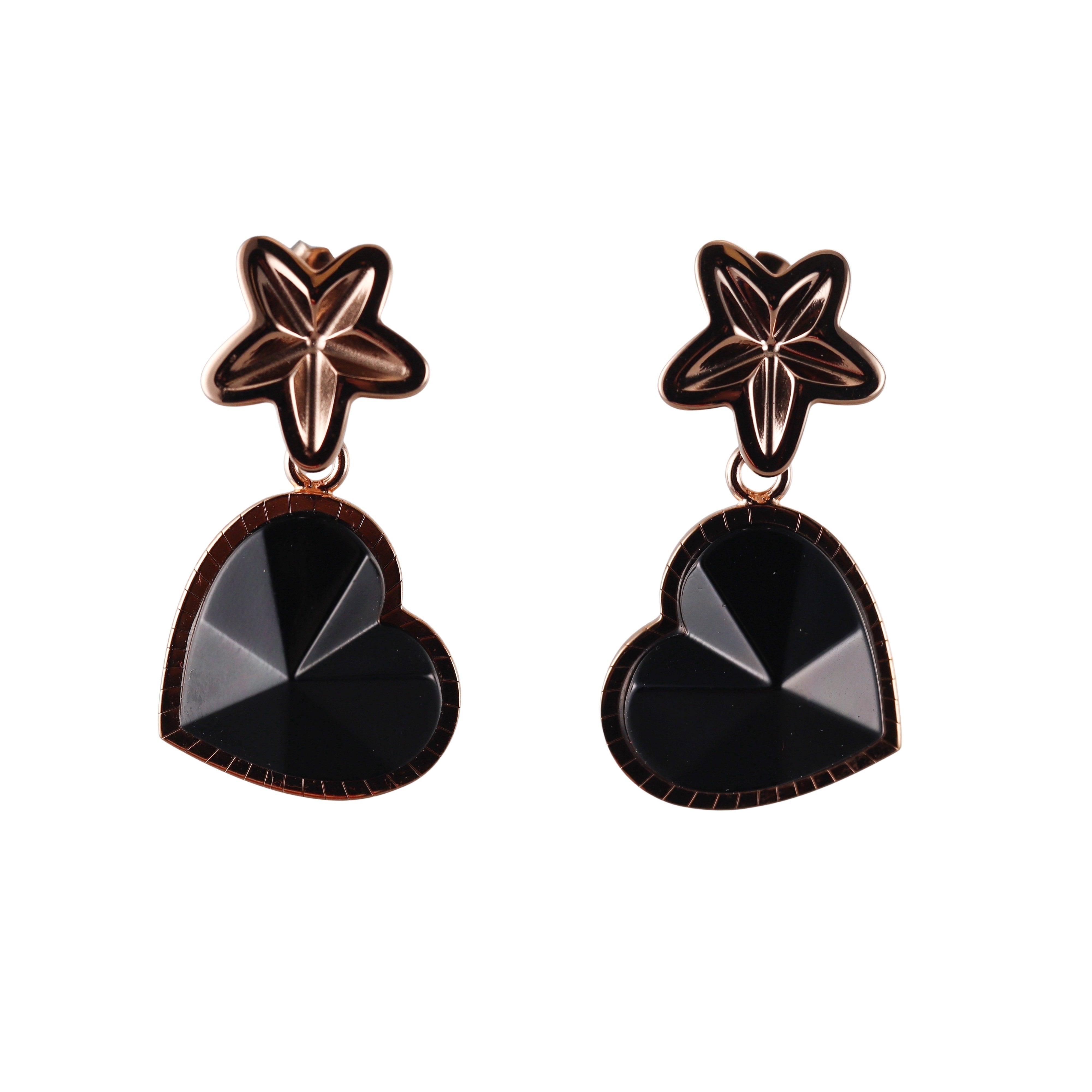 Baccarat Etoile Mon Coeur Crystal 18k Gold Vermeil Sterling Heart Star Earrings
