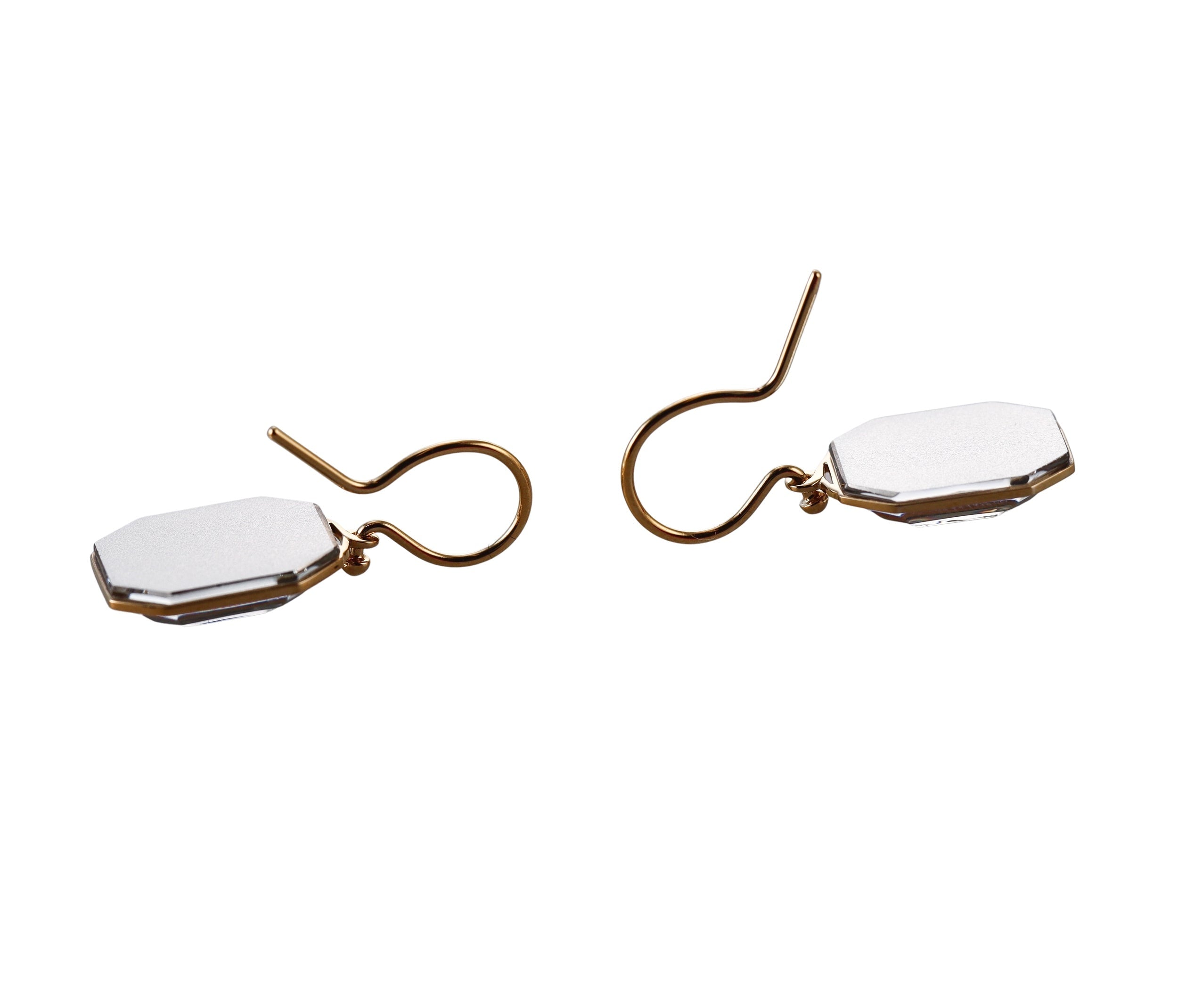 Baccarat Harcourt 18k Gold Vermeil Sterling Silver Clear Crystal Earrings