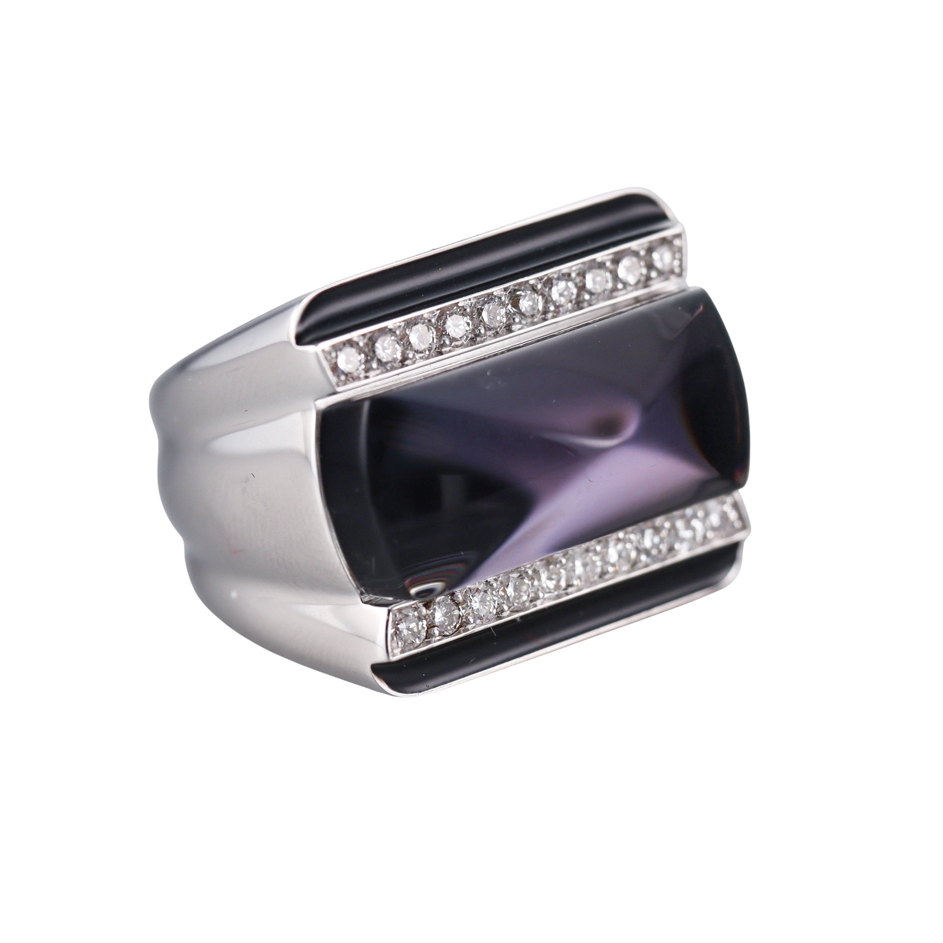 Baccarat Louxor Sterling Silver Gray Crystal Diamond Statement Ring 2808054