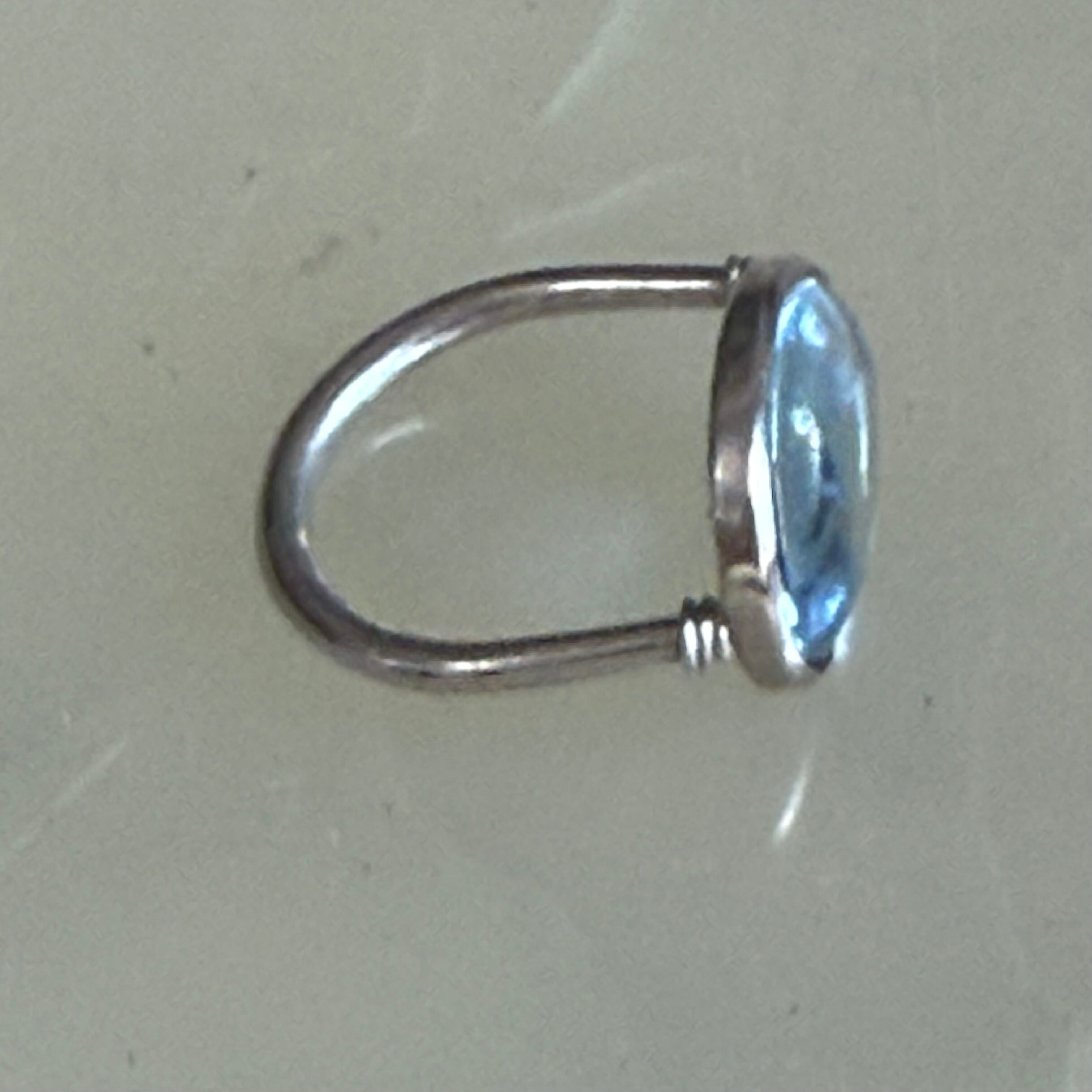 Baccarat Marie Helene de Taillac Sterling Silver Pear Shaped Crystal Blue Ring