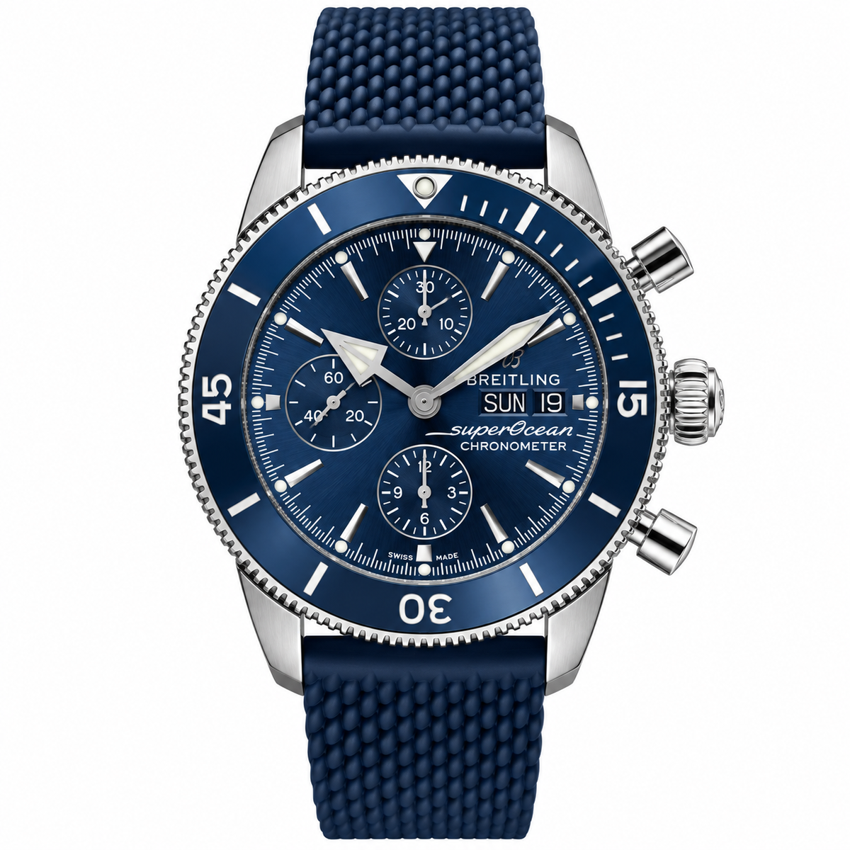 Breitling Superocean Heritage Chronograph Blue 44 Day Date Watch A13313