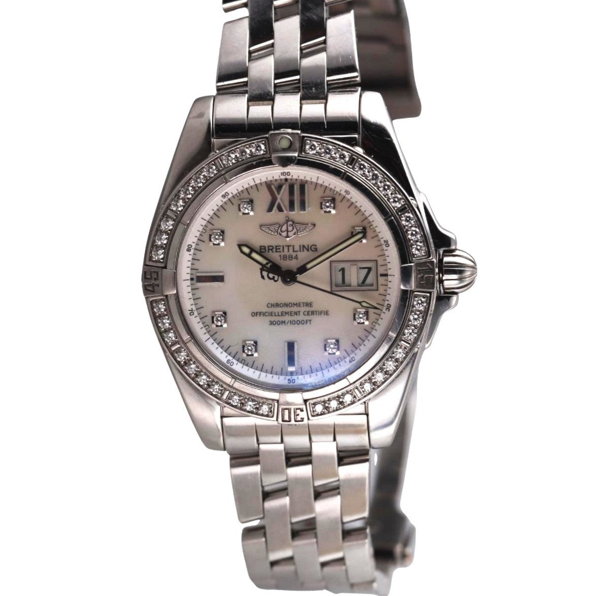 Breitling Galactic MOP Diamond Steel Automatic Watch A49350