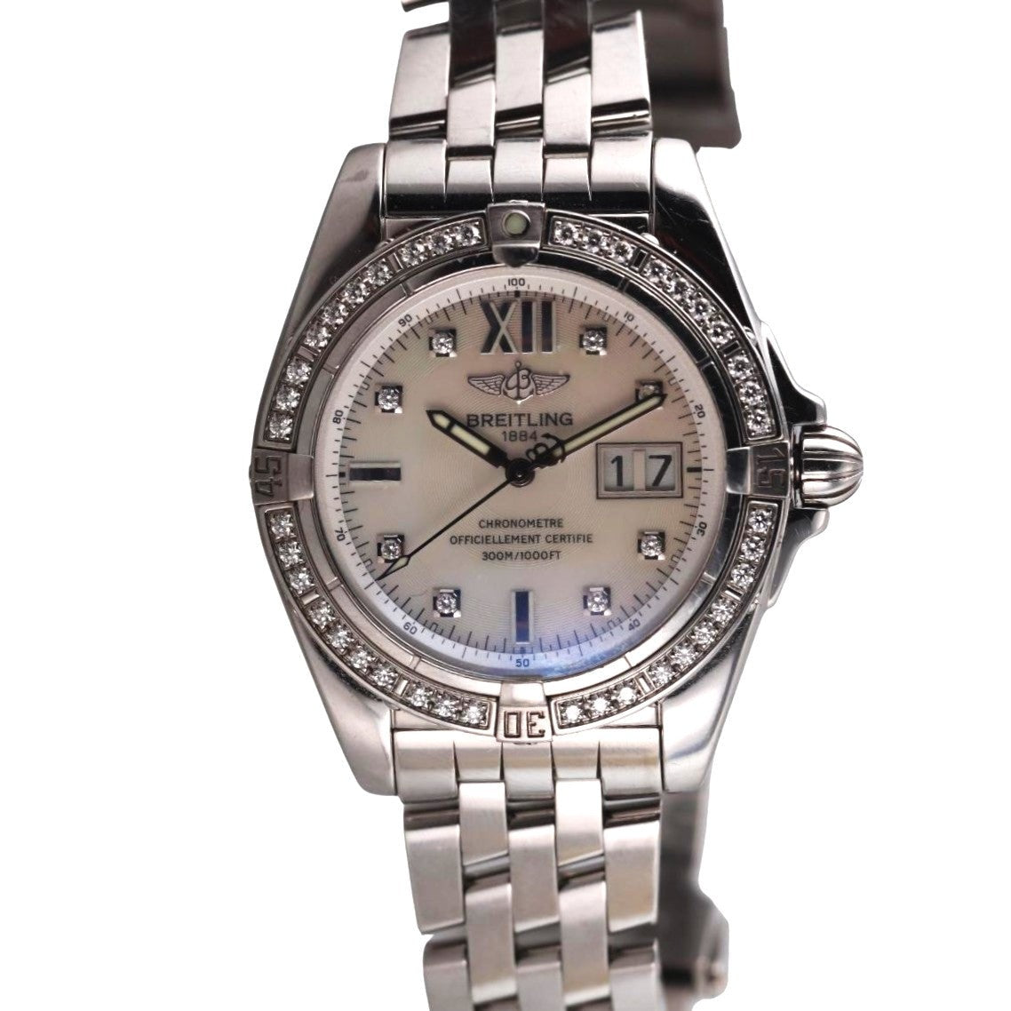 Breitling Galactic MOP Diamond Steel Automatic Watch A49350