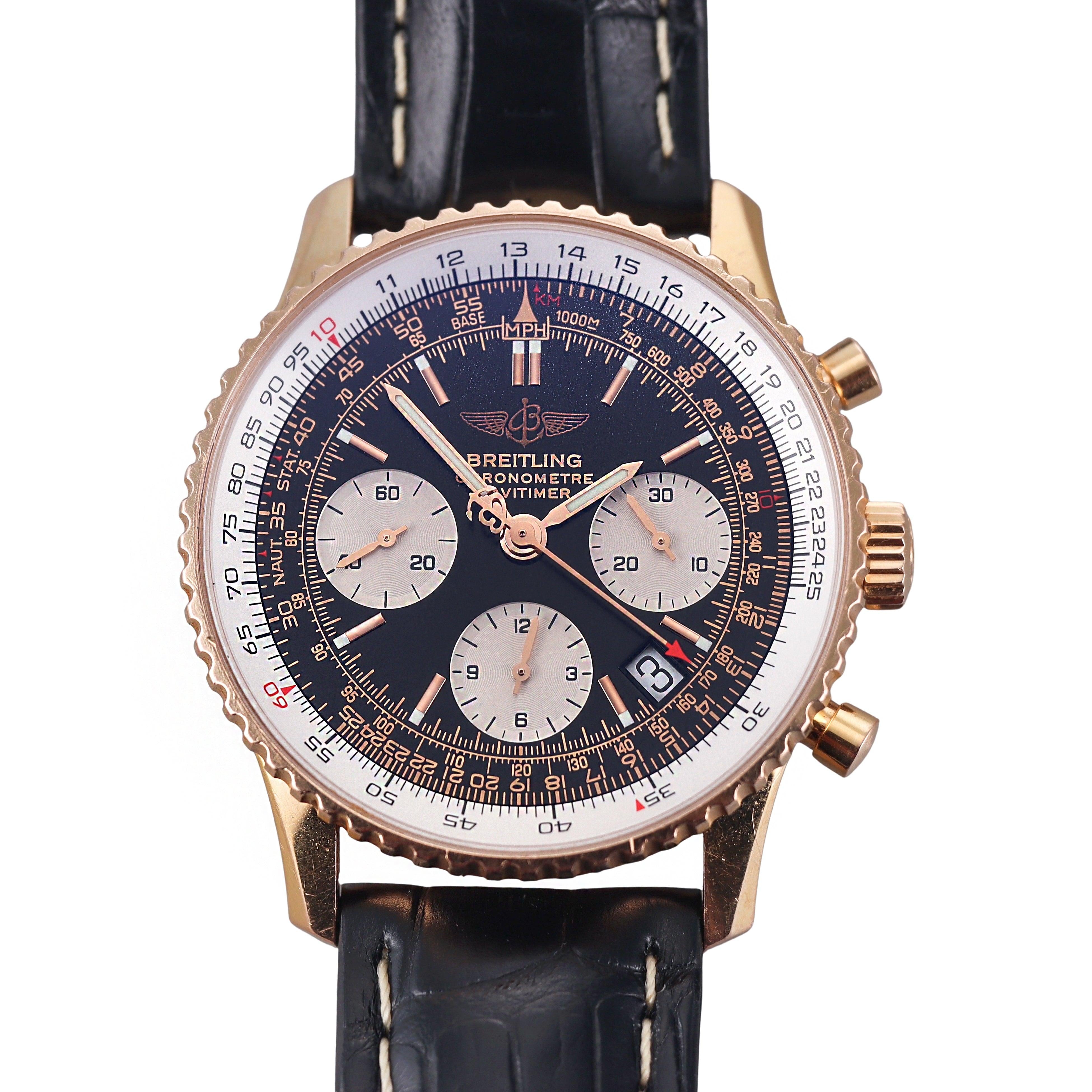 Breitling Navitimer 18k Rose Gold Chronograph Men's Watch R2332212/B838