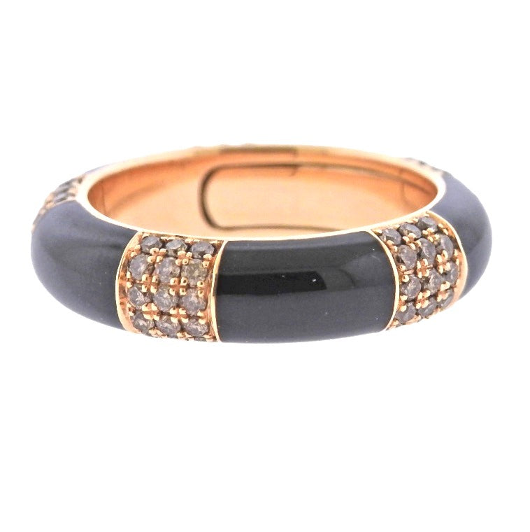 Bucherer Gold Fancy Brown Diamond Enamel Band Ring